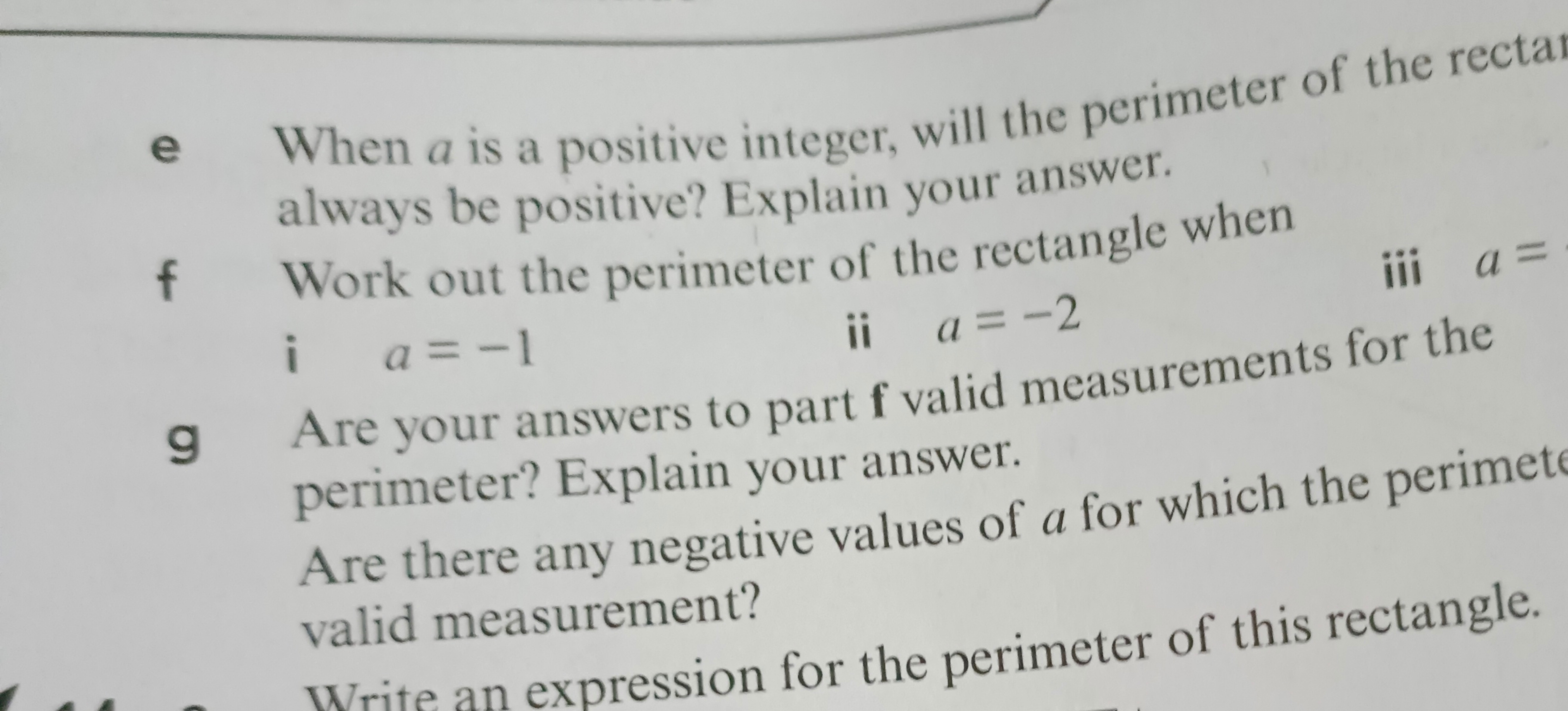 e When a is a positive integer, will the perimeter of the rectal alway