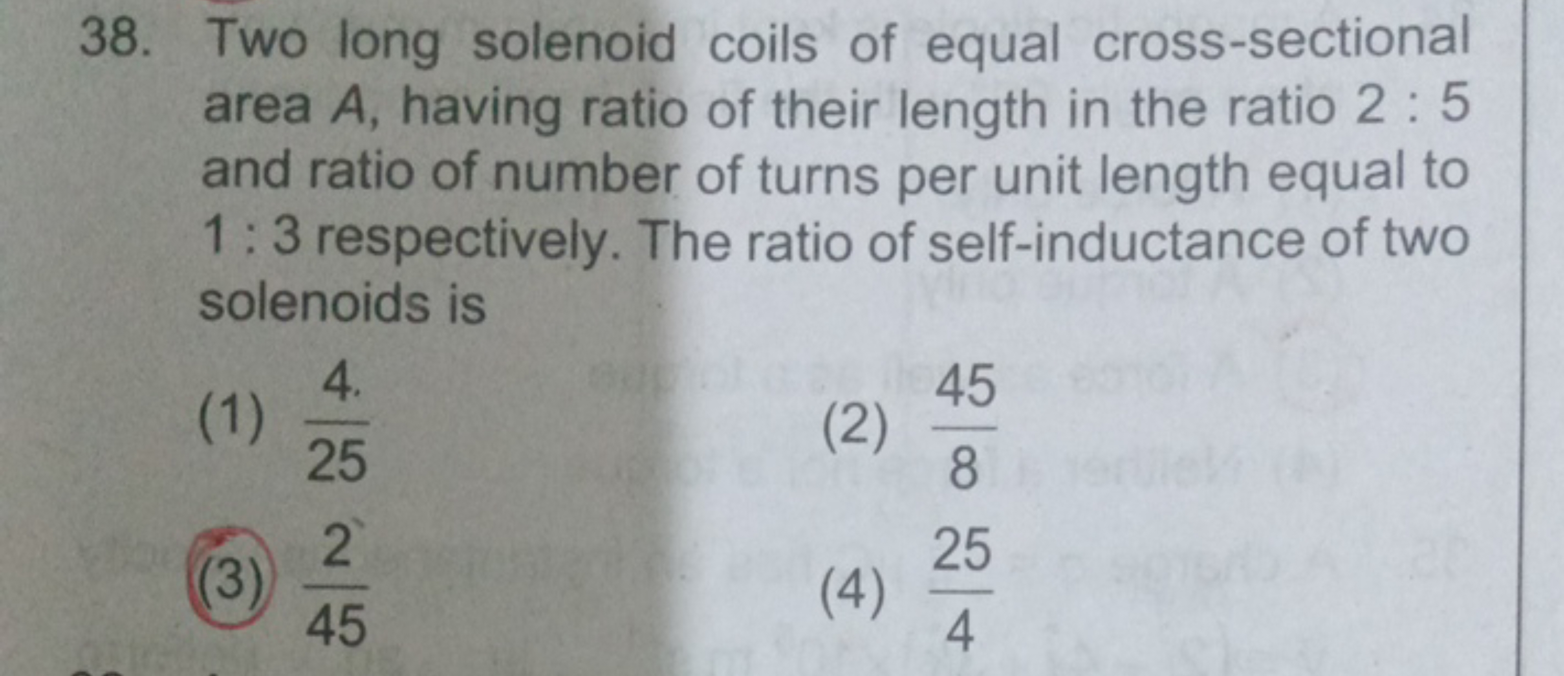 38. Two long solenoid coils of equal cross-sectional area A, having ra