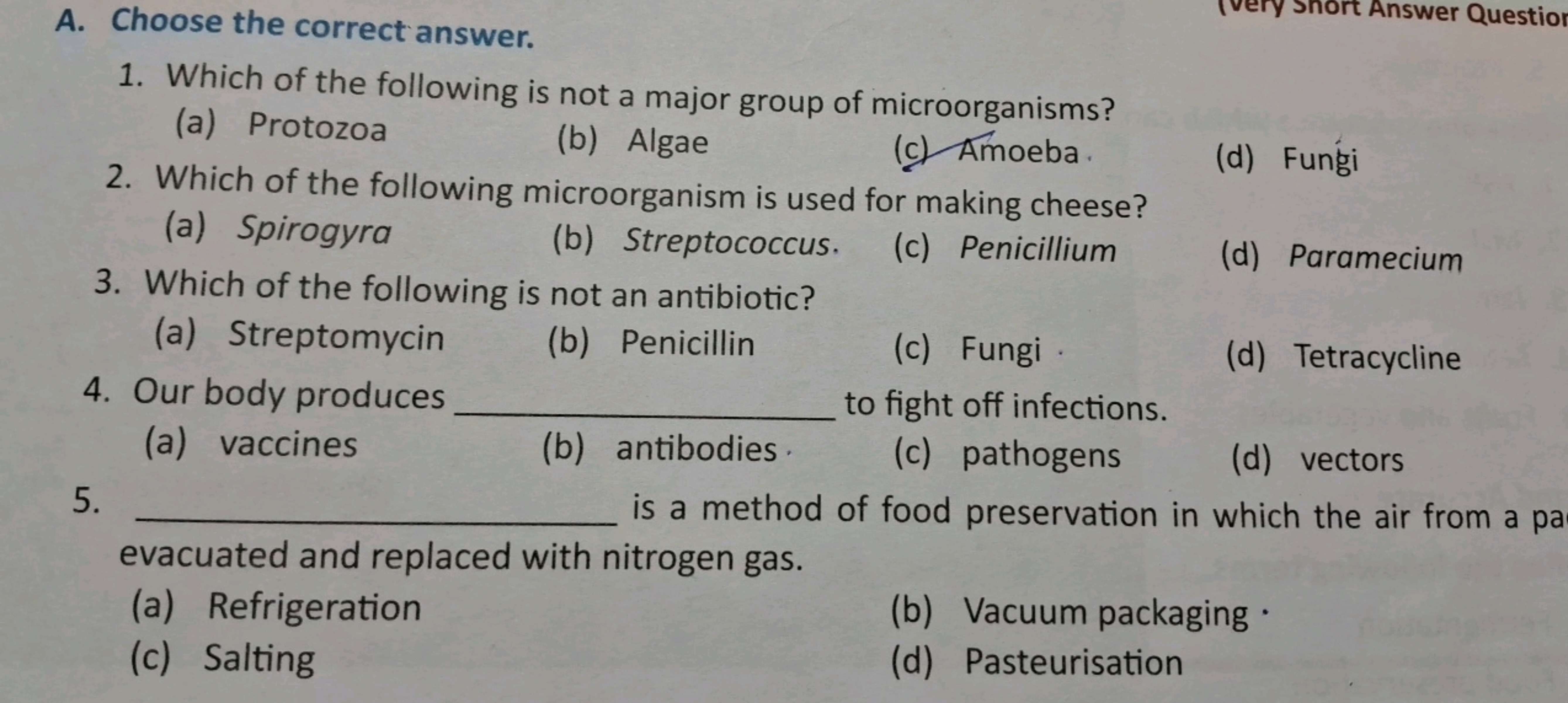 Short Answer Question
A. Choose the correct answer.
1. Which of the fo