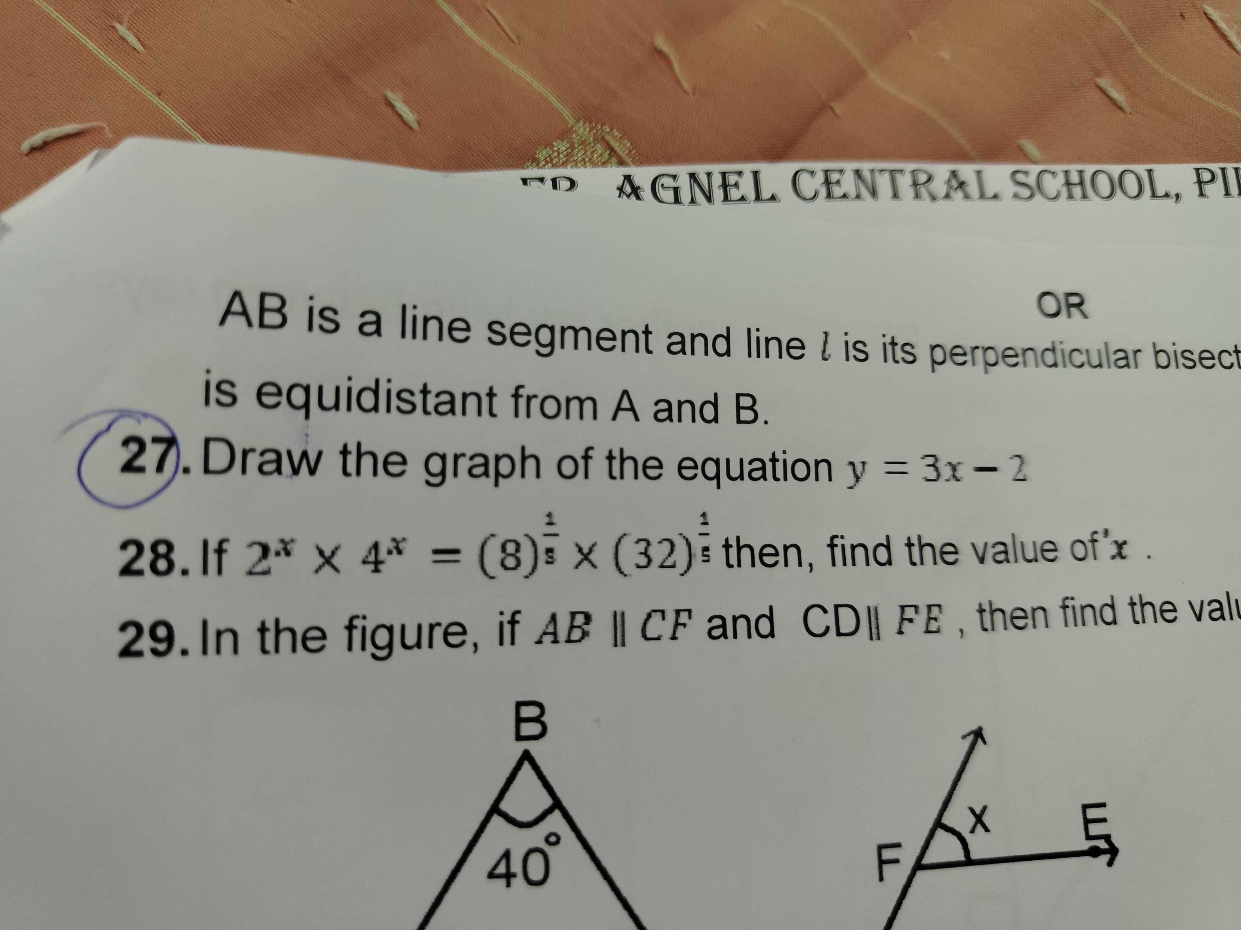 D GNEL CENTRAL SCHOOL, PI
AB is a line segment and line l is its perpe