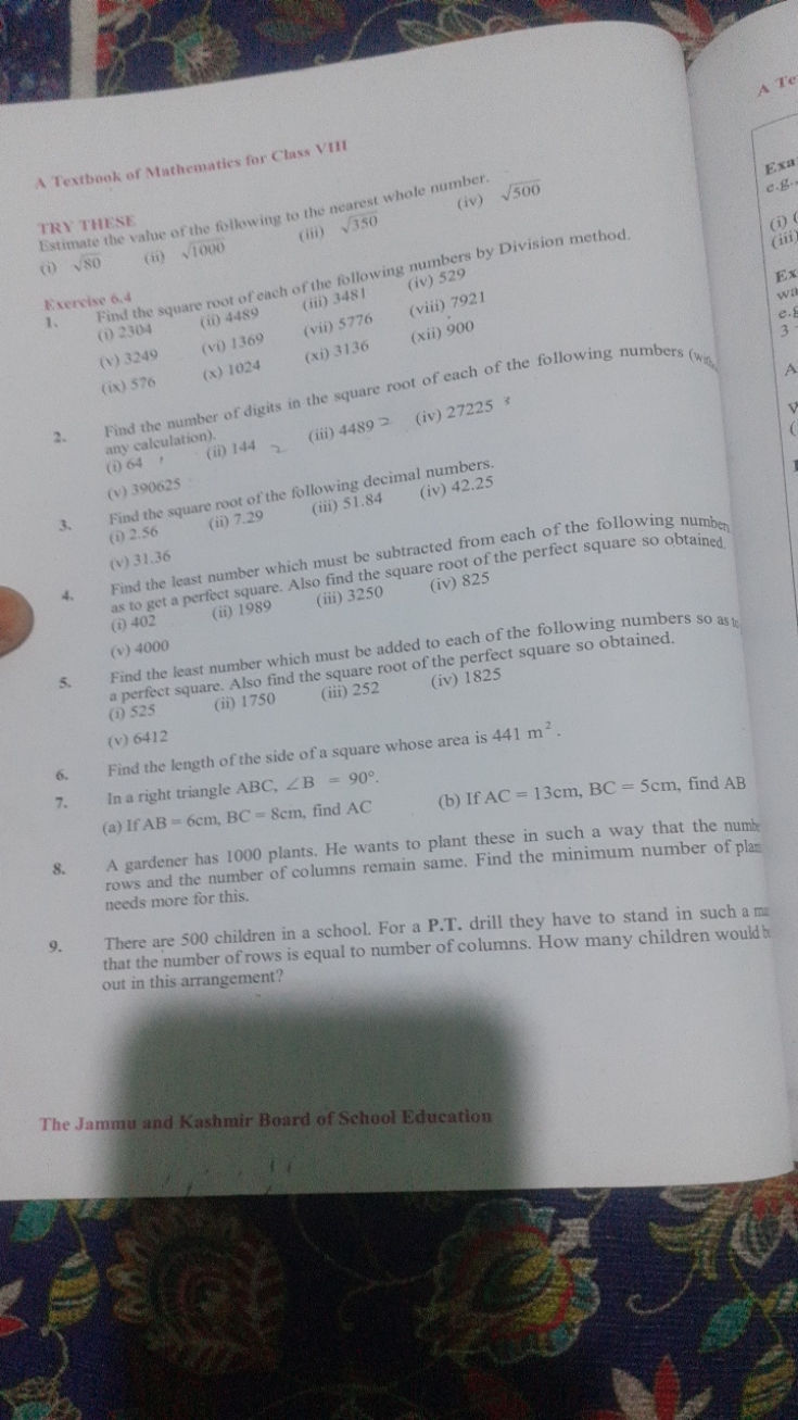 A Textbook of Mathematics for Class VIII
ATC

TRY THESE
Listimate the 