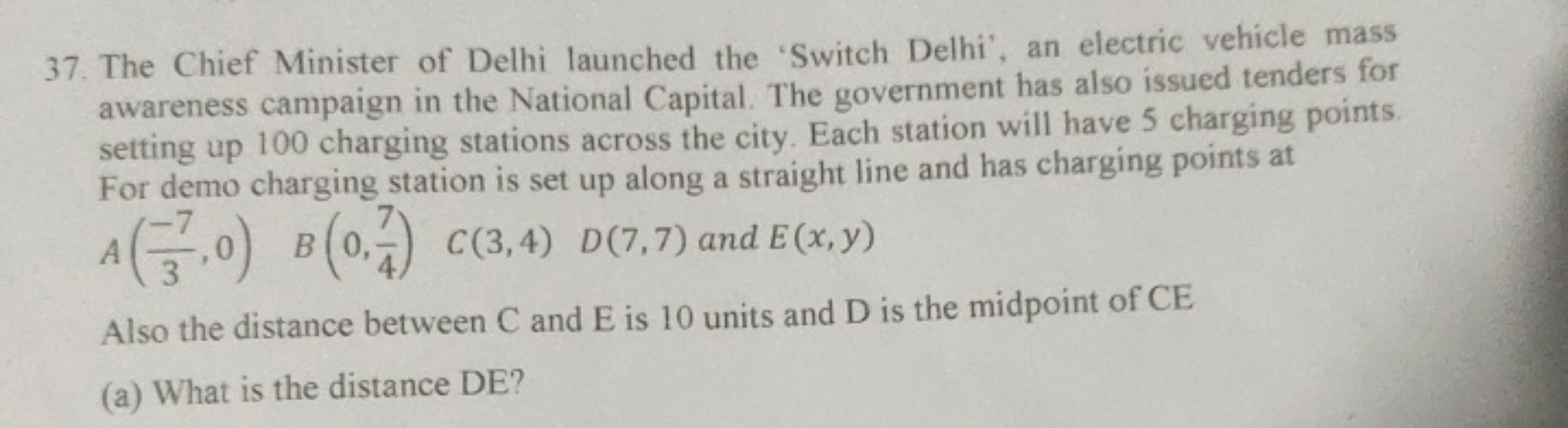 37. The Chief Minister of Delhi launched the 'Switch Delhi', an electr