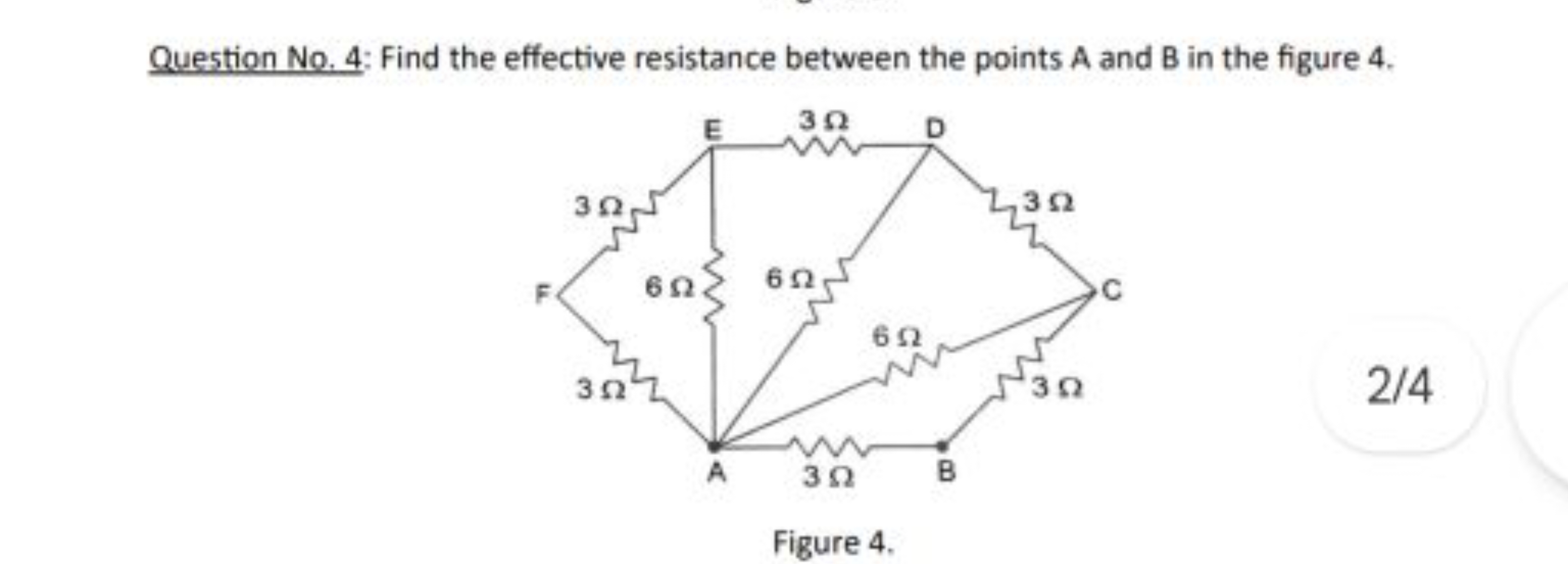 Question No. 4: Find the effective resistance between the points A and