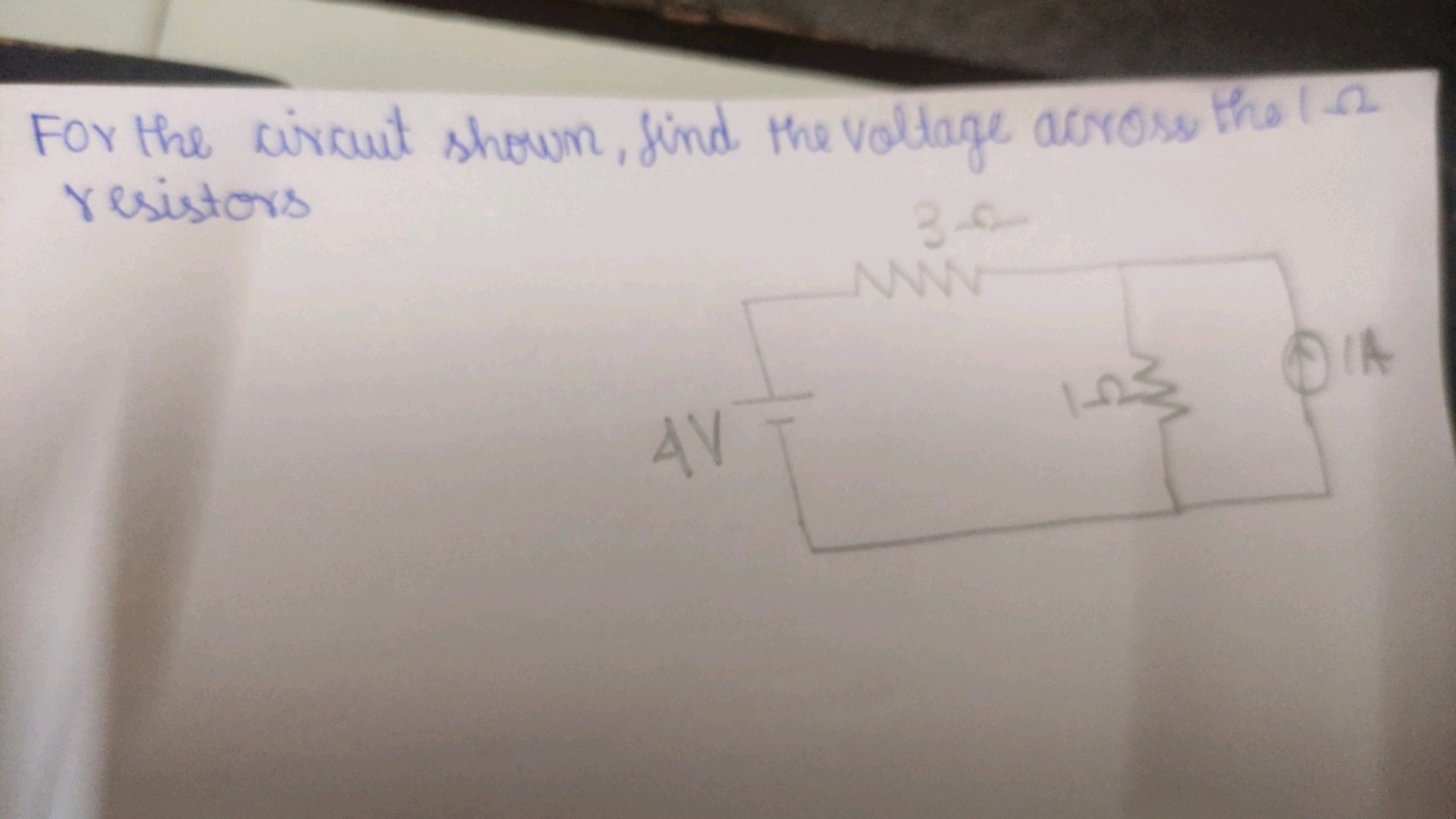 For the circuit shown, find the voltage across the 1-2
resistors
30
ww