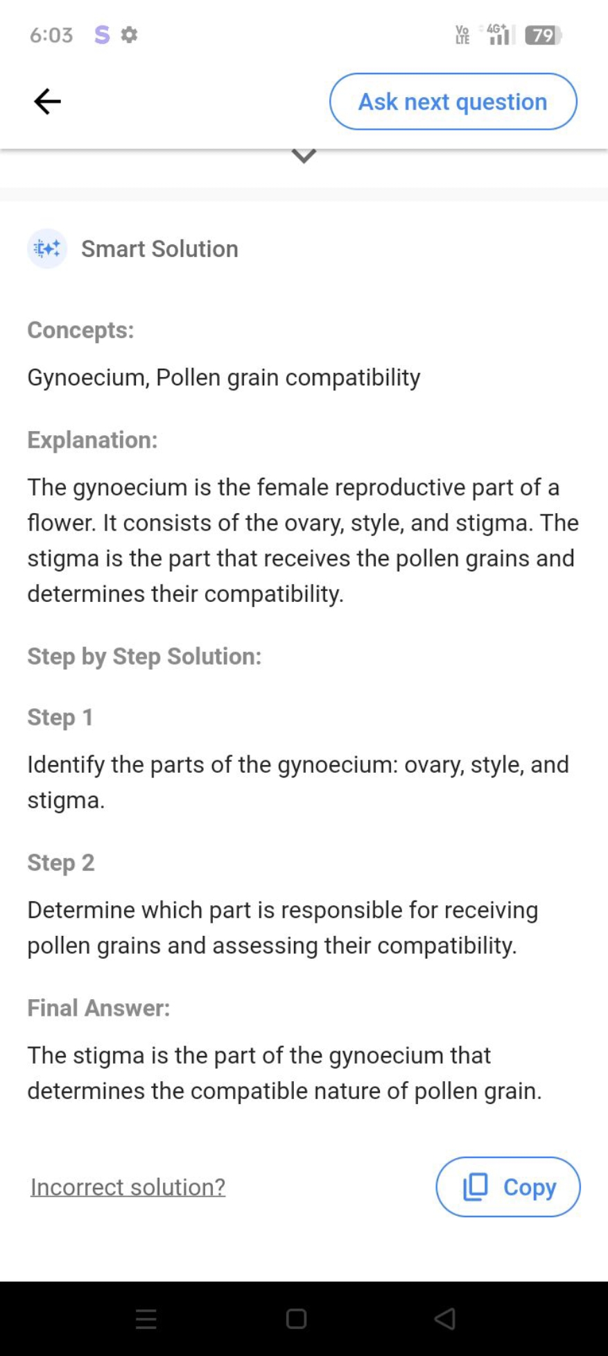 6:03
Yo
79
Ask next question
51+++​+Smart Solution

Concepts:
Gynoeciu