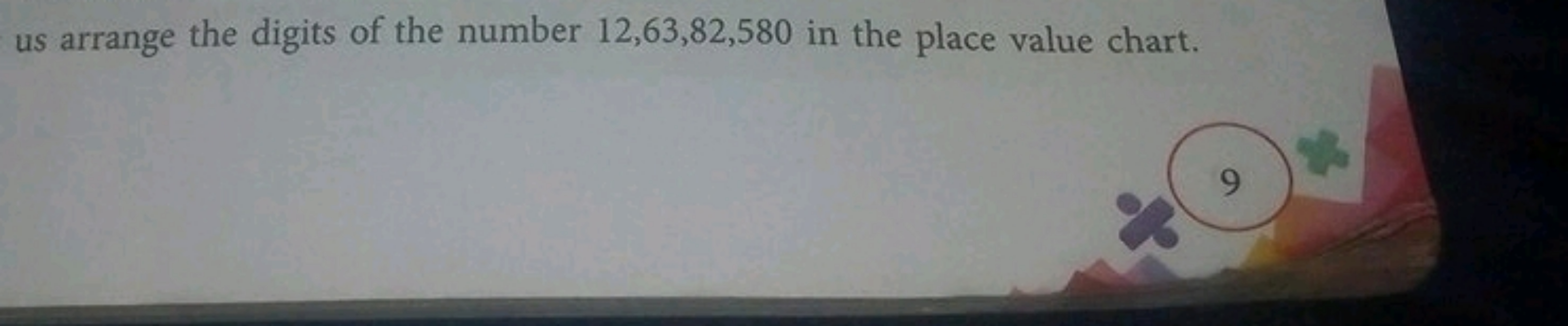 us arrange the digits of the number 12,63,82,580 in the place value ch