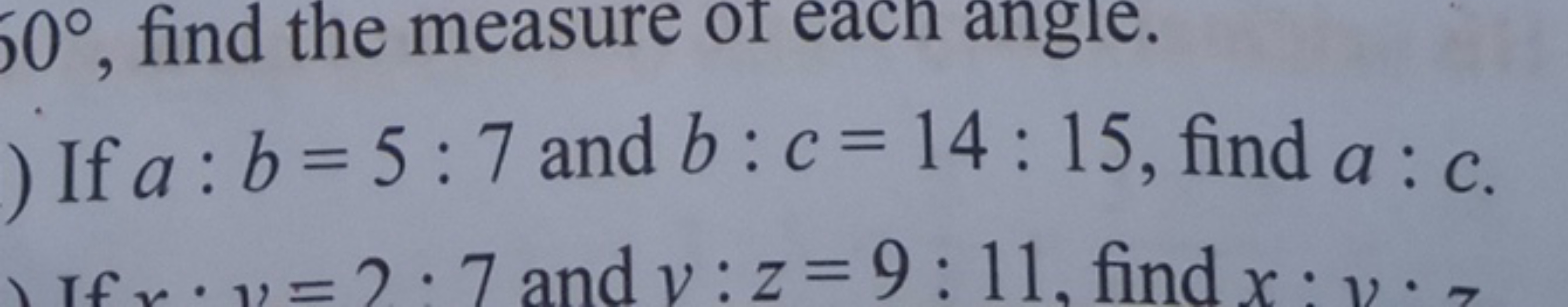 If a:b=5:7 and b:c=14:15, find a:c