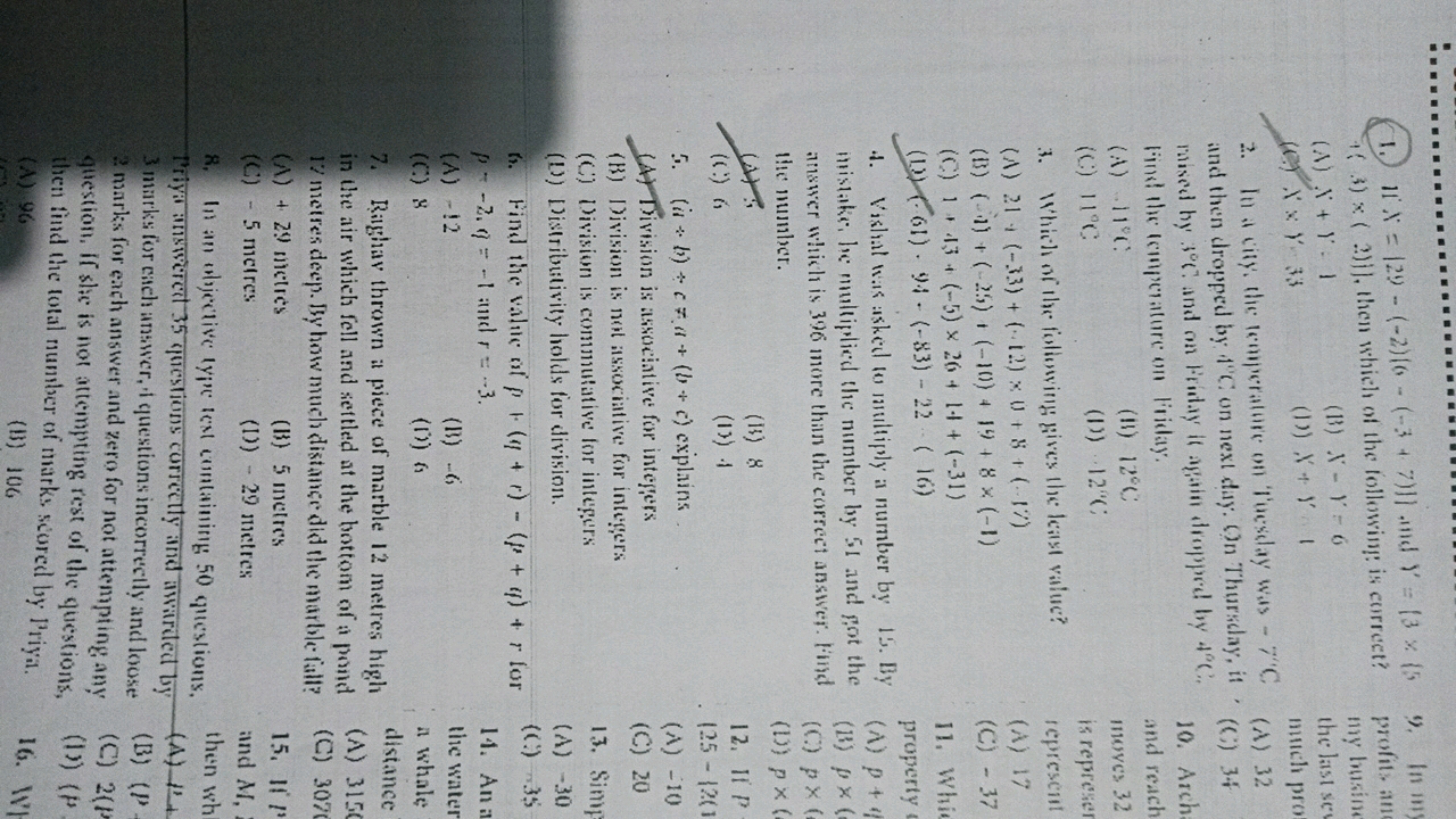 1. 11 N = 129 (-2)16 - (-3 + 7)]] and Y = [3x (5
-
(3) x (2)]], then w