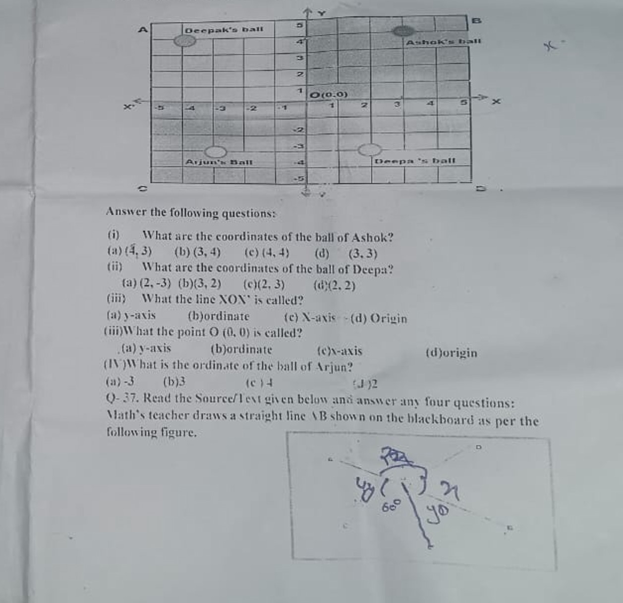 Answer the following questions:
(i) What are the coordinates of the ba