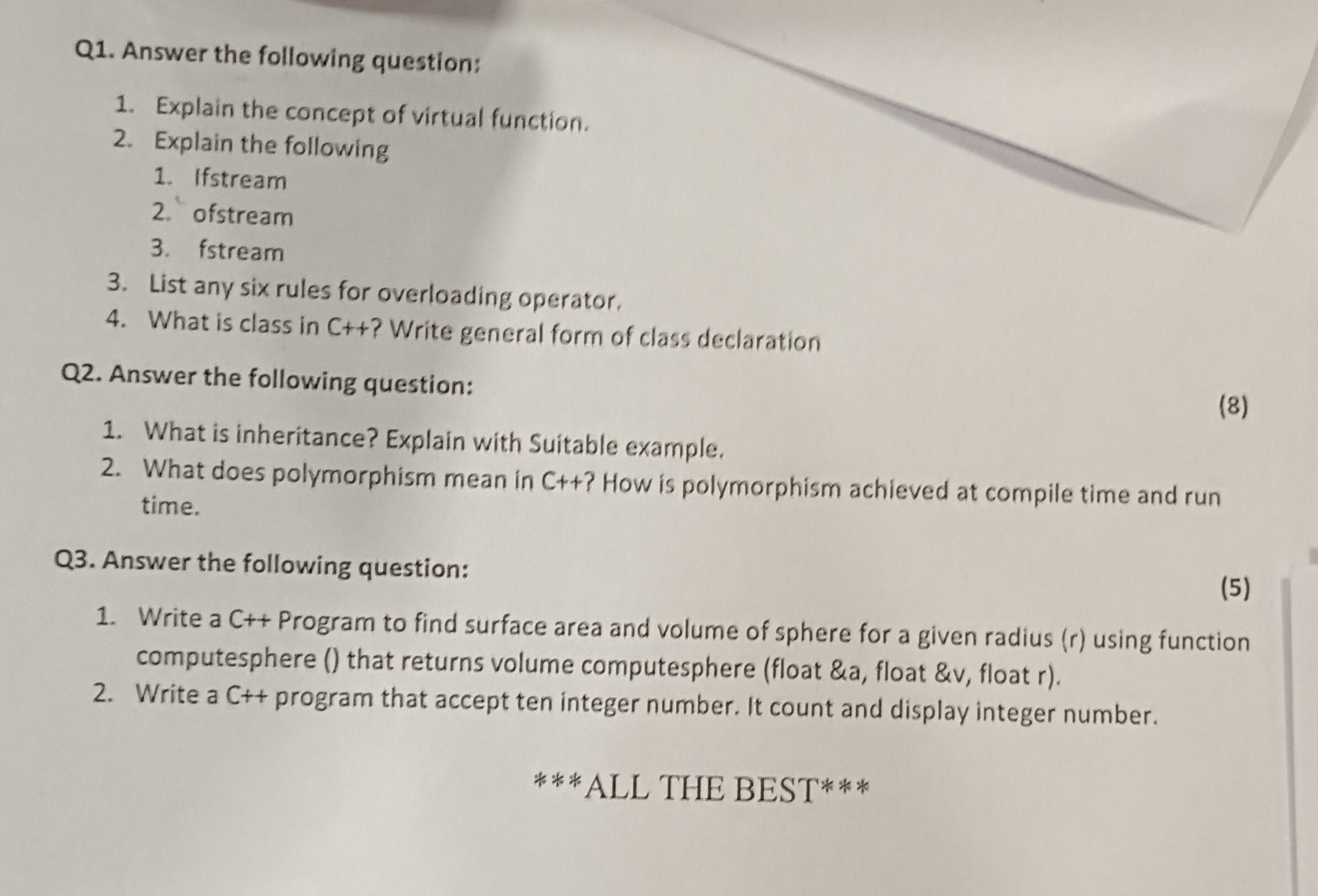 Q1. Answer the following question:
1. Explain the concept of virtual f