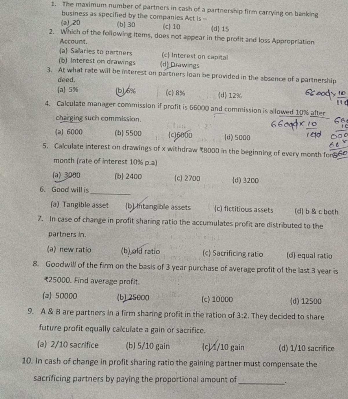 1. The maximum number of partners in cash of a partnership firm carryi