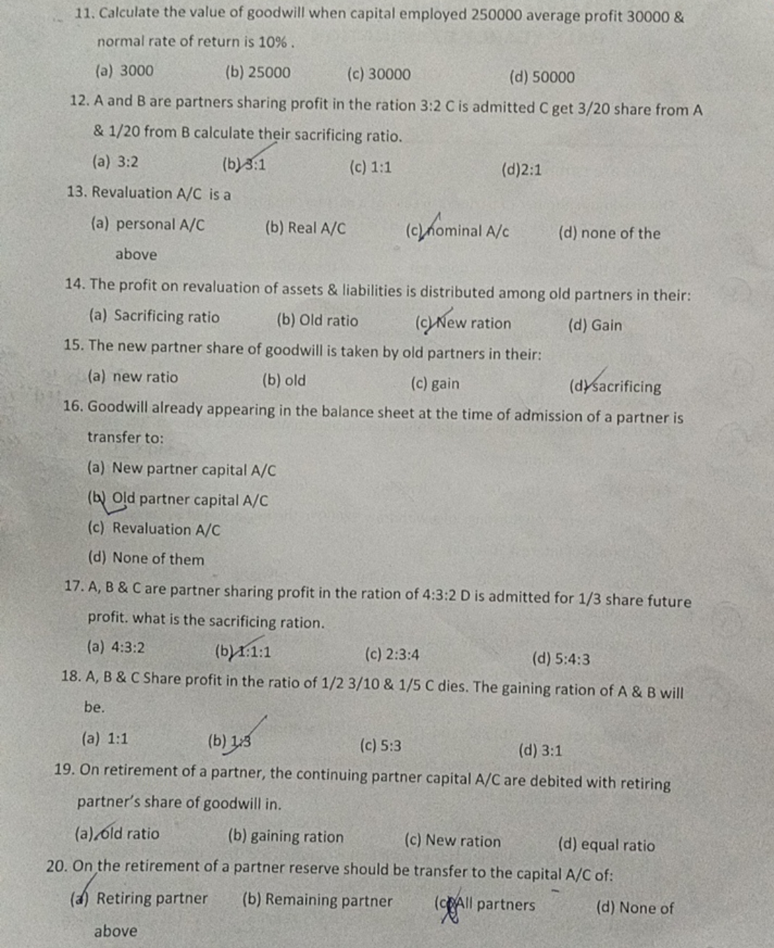 11. Calculate the value of goodwill when capital employed 250000 avera