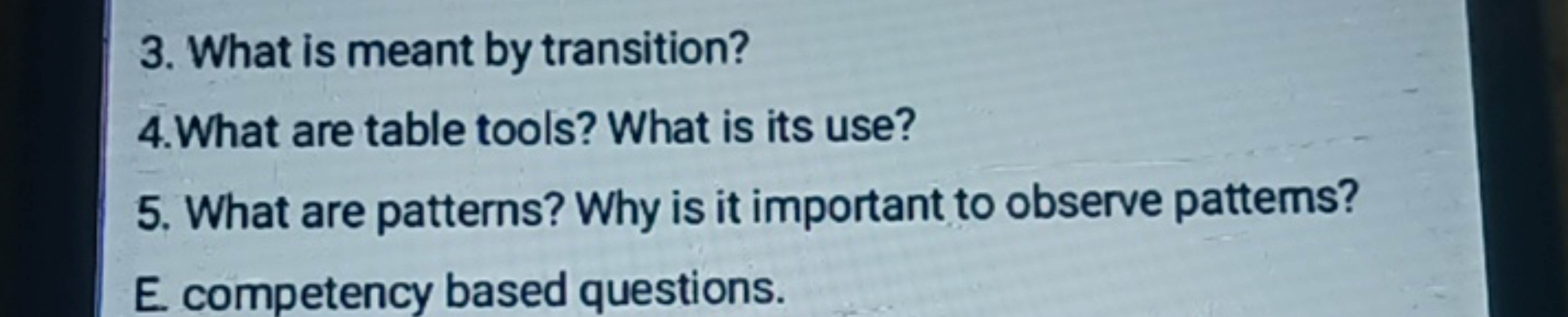 3. What is meant by transition?
4.What are table tools? What is its us