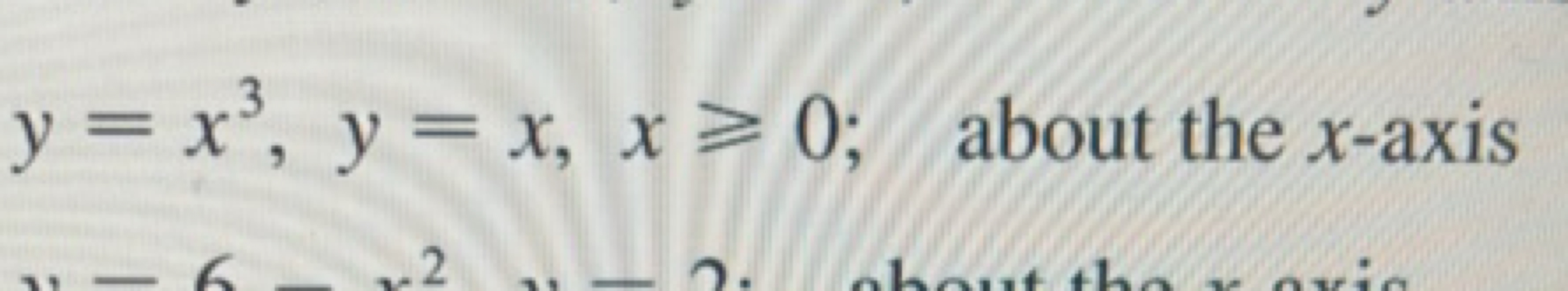 y=x3,y=x,x⩾0; about the x-axis