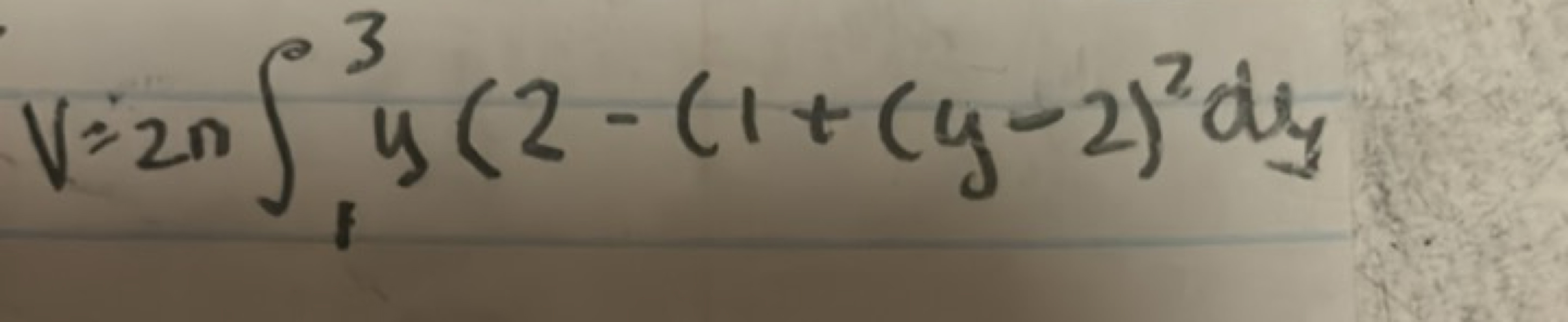 V=2n∫13​y(2−(1+(y−2)2dy