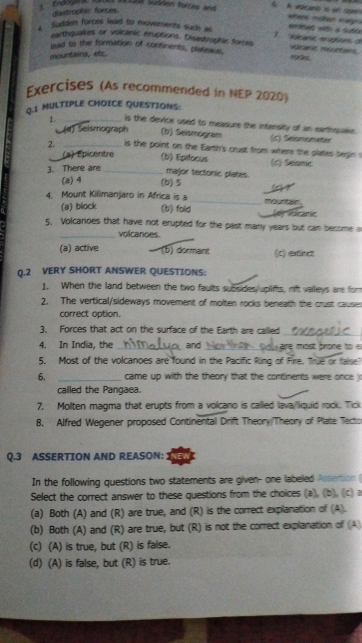 3. Endogen forces morales and diastrophic forces.
4. Sudden forges lea