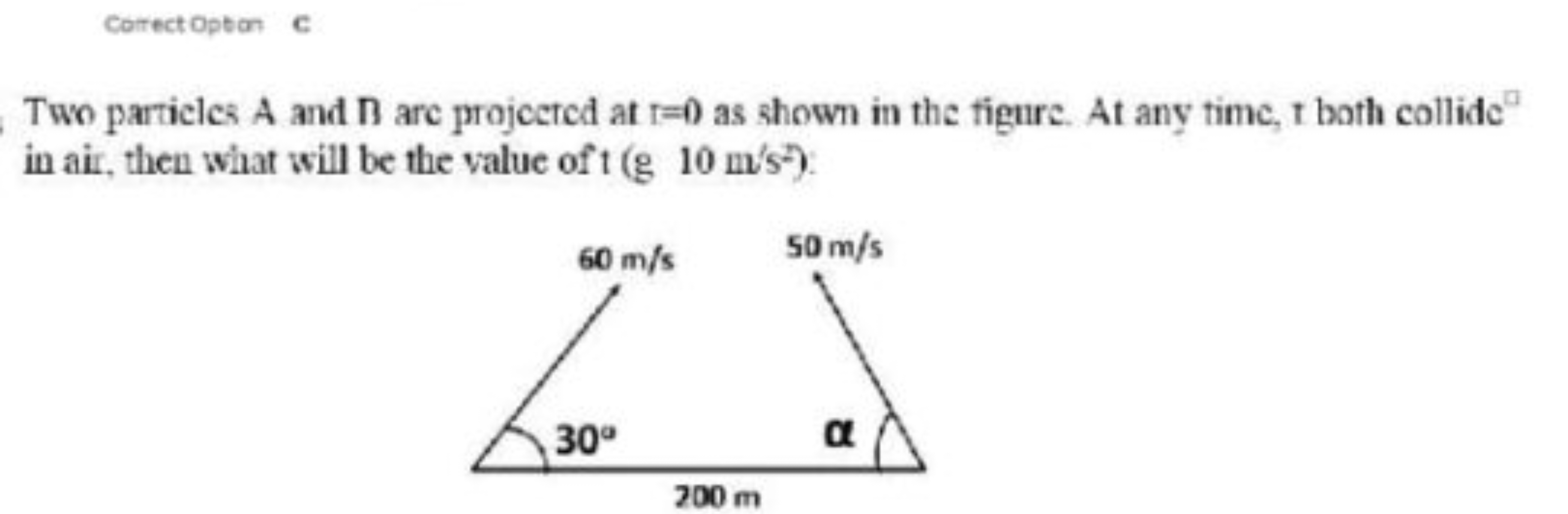 Correct Optan
c
Two particles A and Bˉ are projected at t=0 as shown i