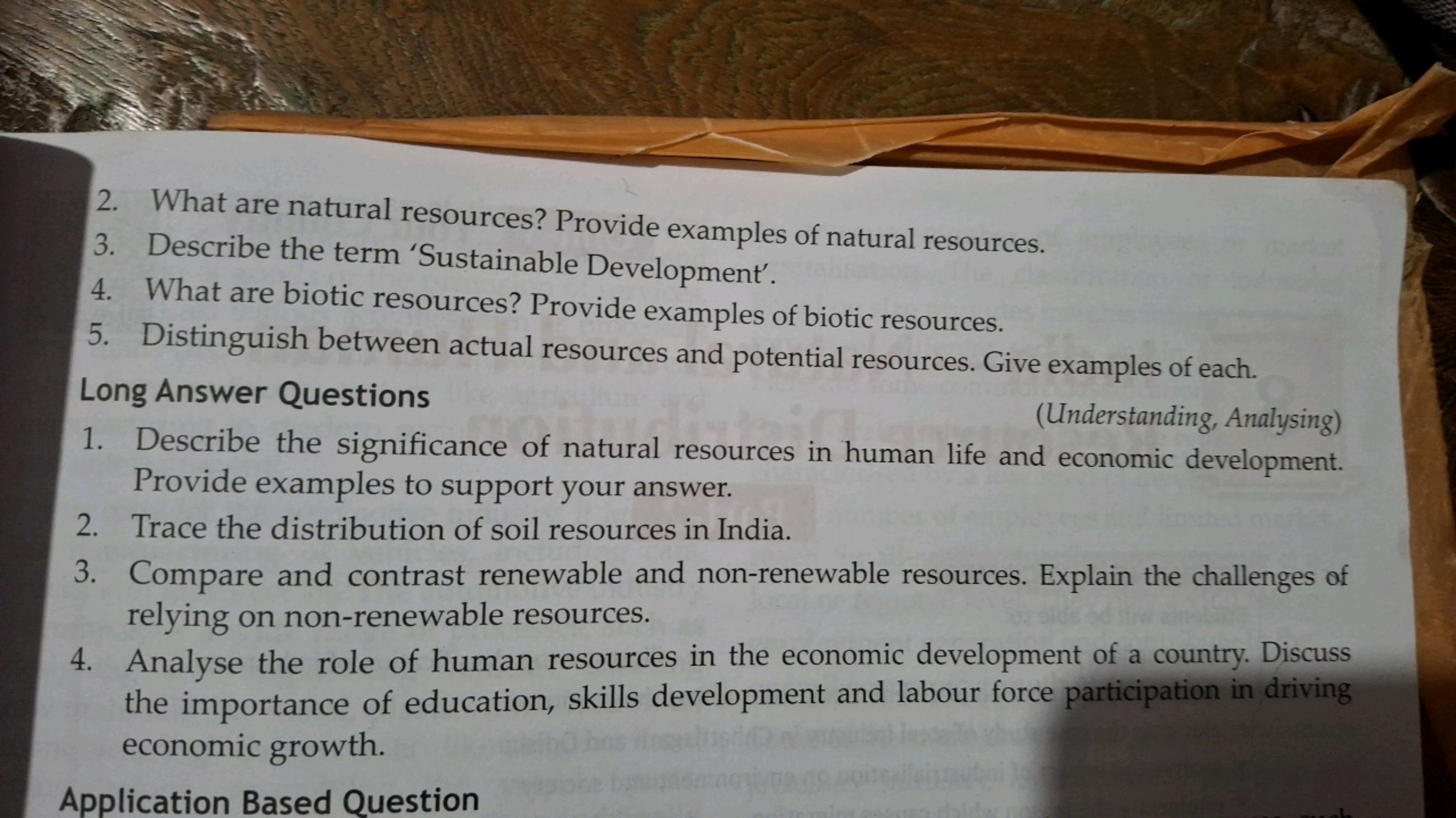 2. What are natural resources? Provide examples of natural resources.
