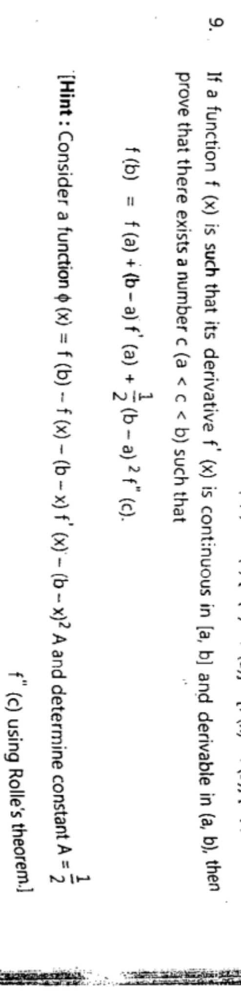 9. If a function f(x) is such that its derivative f′(x) is continuous 