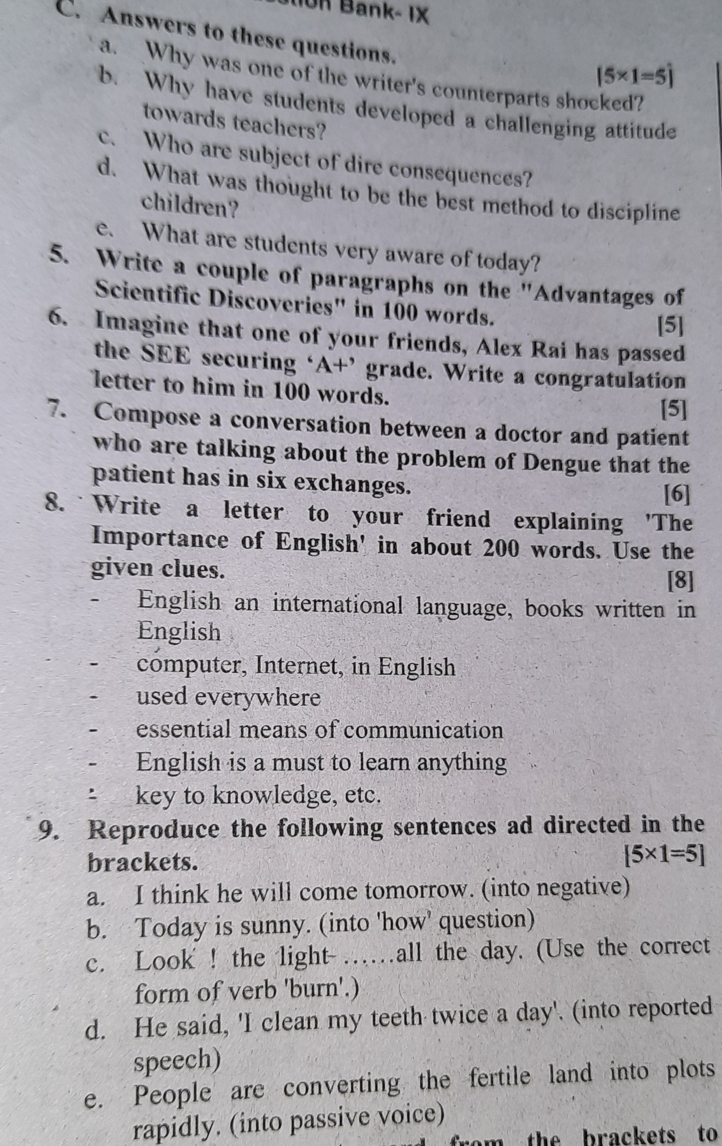 ank- IX
Answers to these questions.
(5x1=5]
a. Why was one of the writ