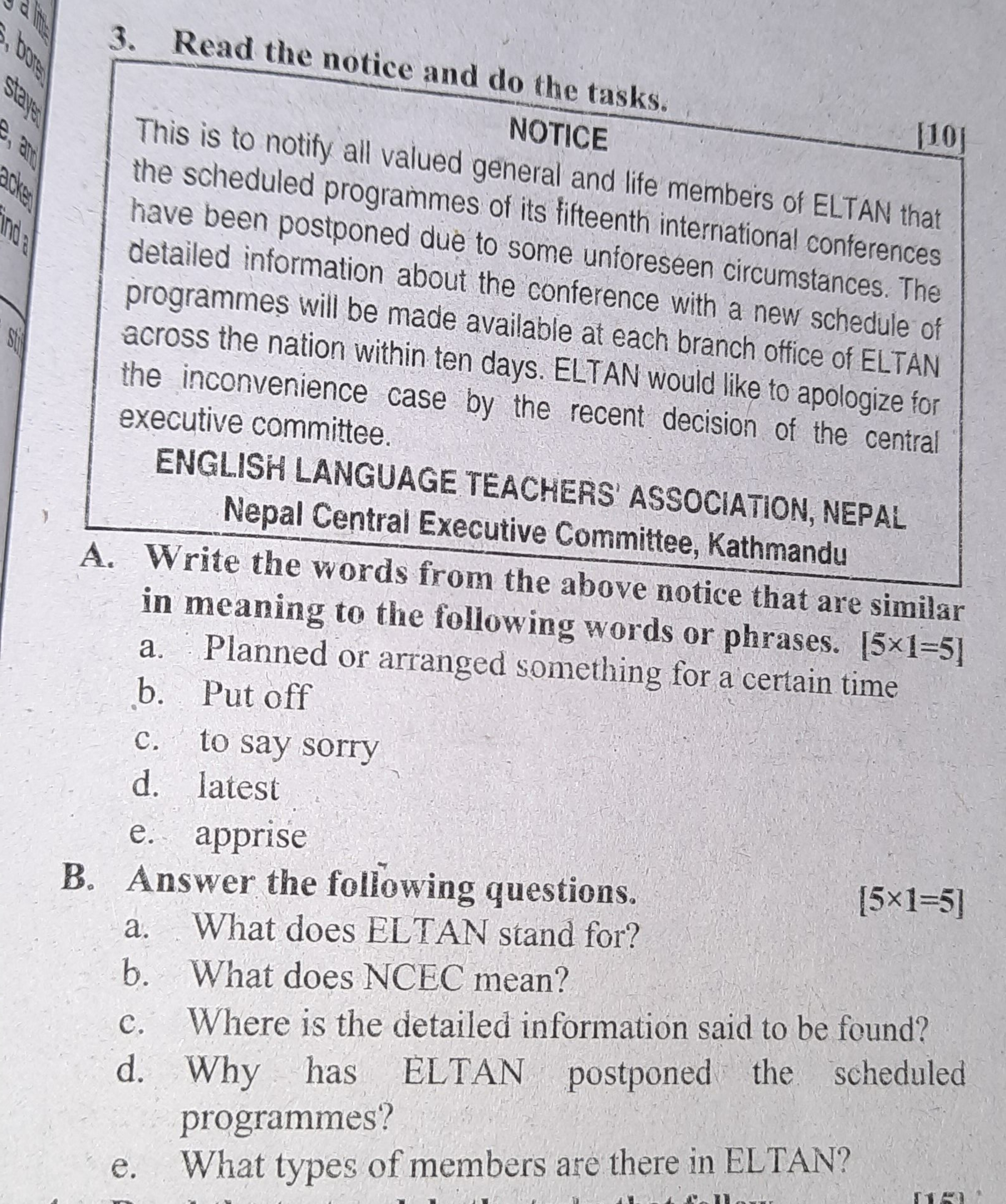 3. Read the notice and do the tasks.

NOTICE
[10]
This is to notify al