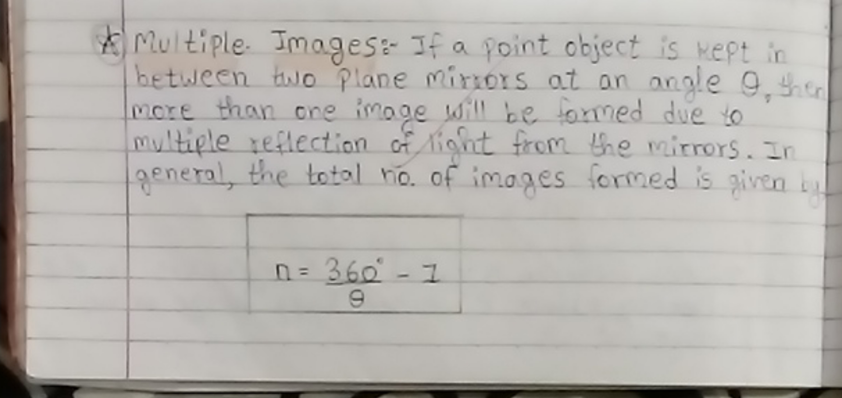 A Multiple. Images:- If a point object is rept in between two plane mi