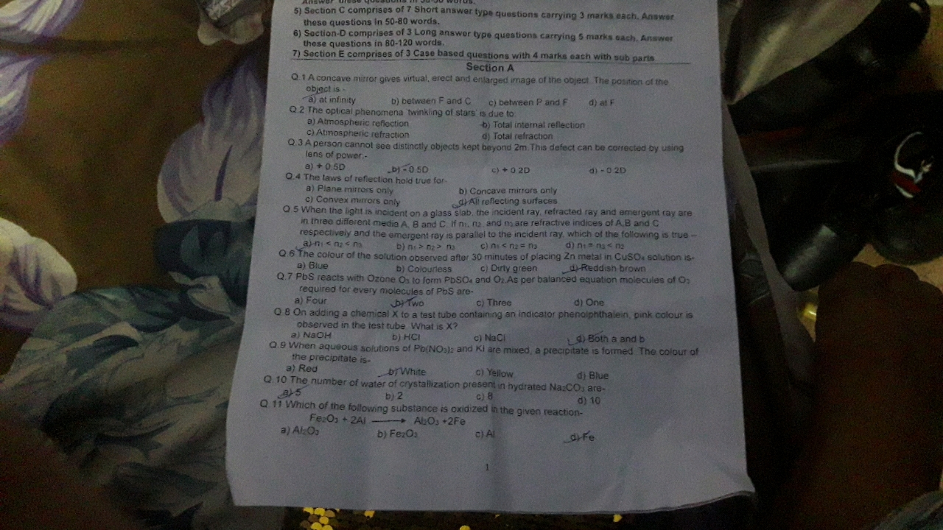 5) Section C comprises of 7 Short answer type questions carrying 3 mar