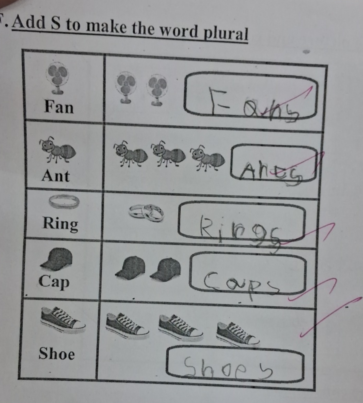 Add S to make the word plural