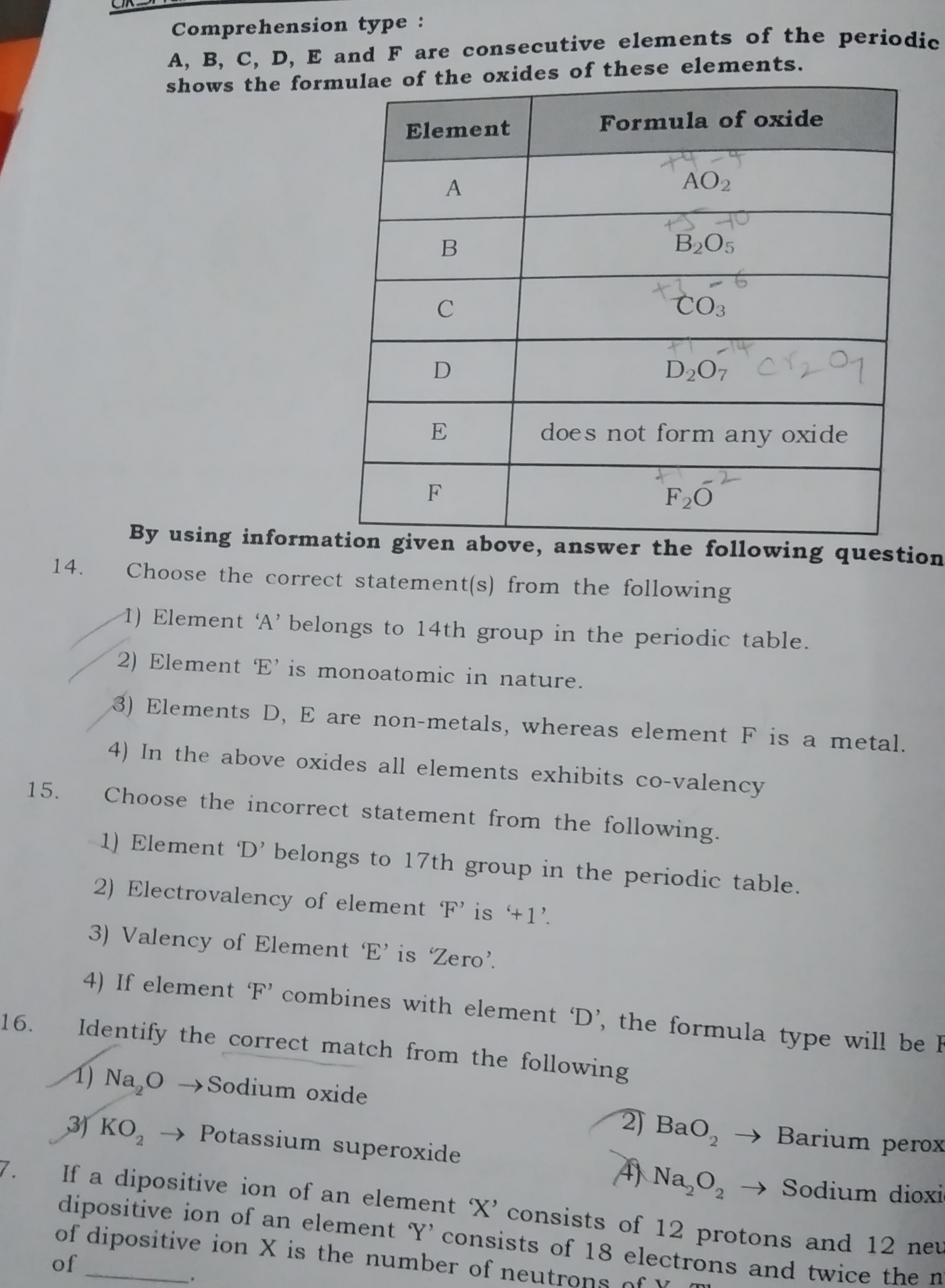 Comprehension type :
A, B, C, D, E and F are consecutive elements of t