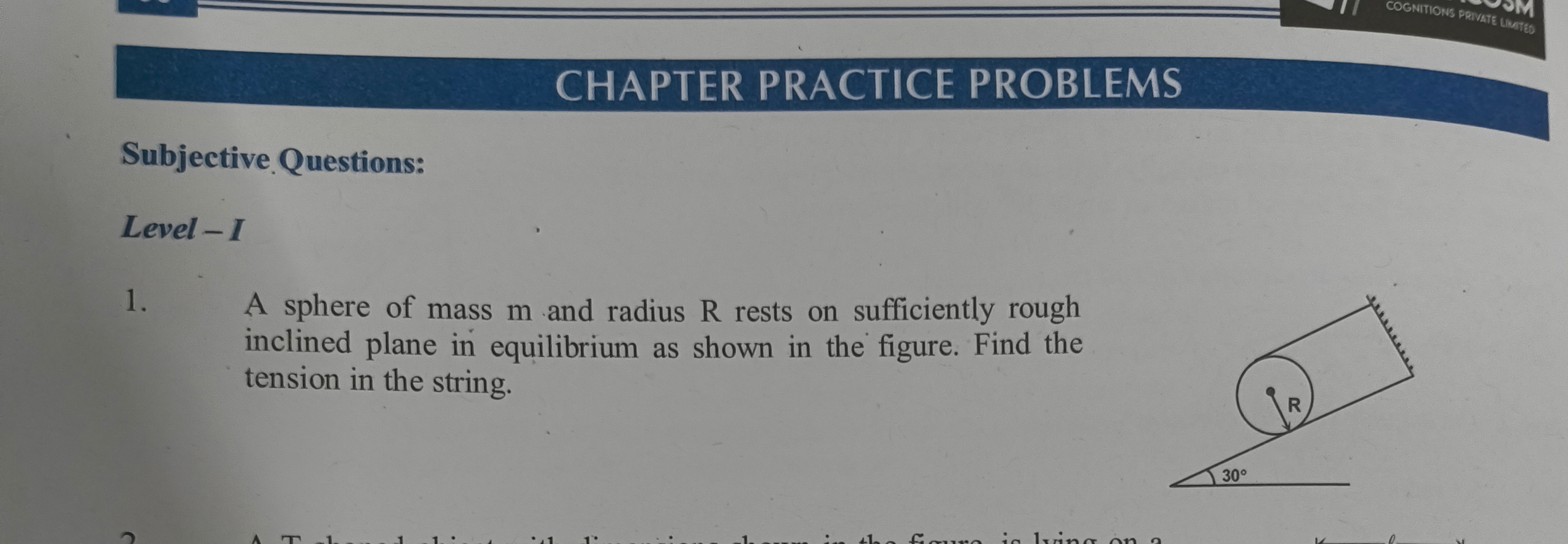 CHAPTER PRACTICE PROBLEMS
Subjective.Questions:
Level −I
1. A sphere o