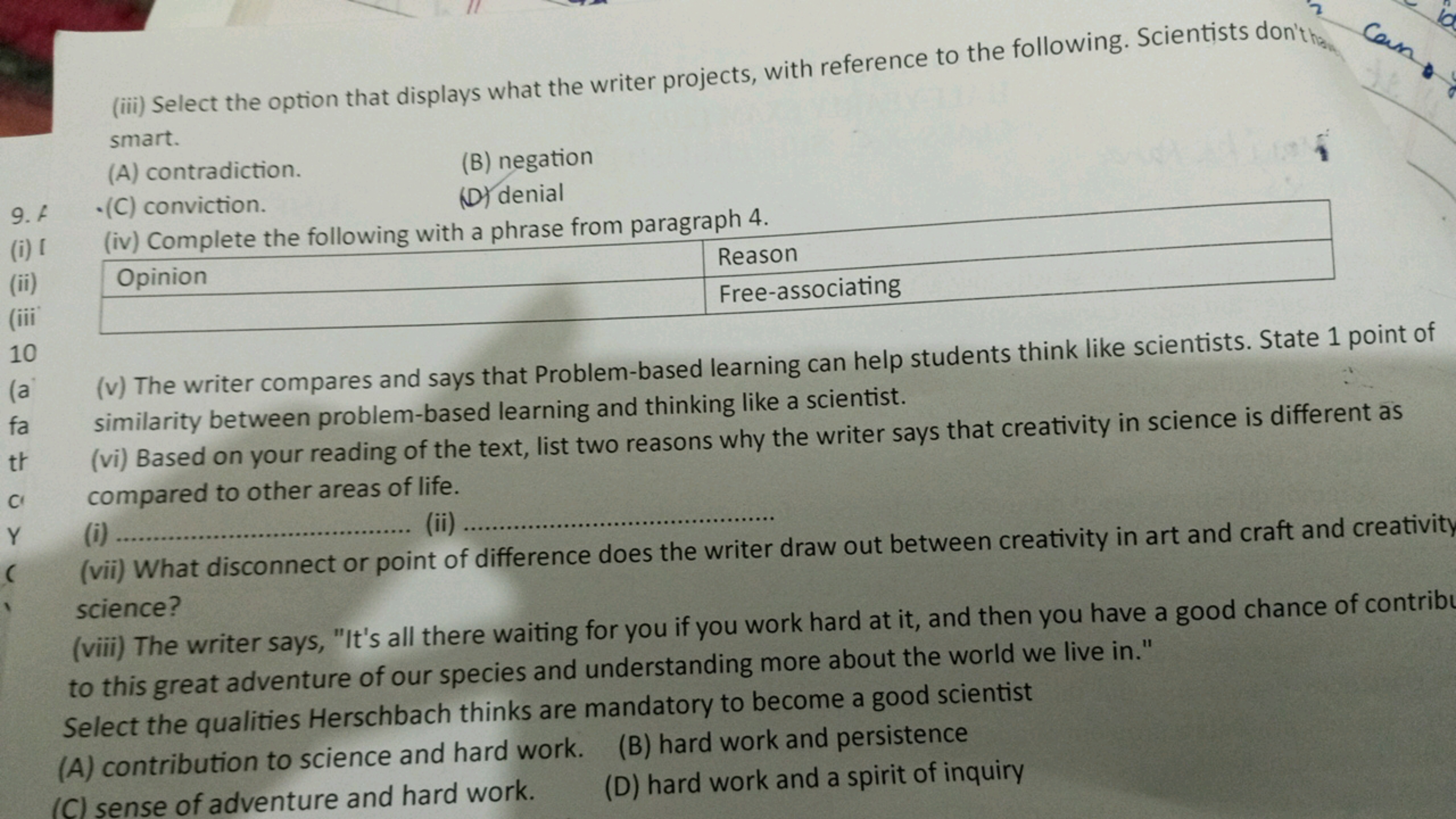 9. A
(i) I
(ii)
(iii
10
~ Cano
(iii) Select the option that displays w