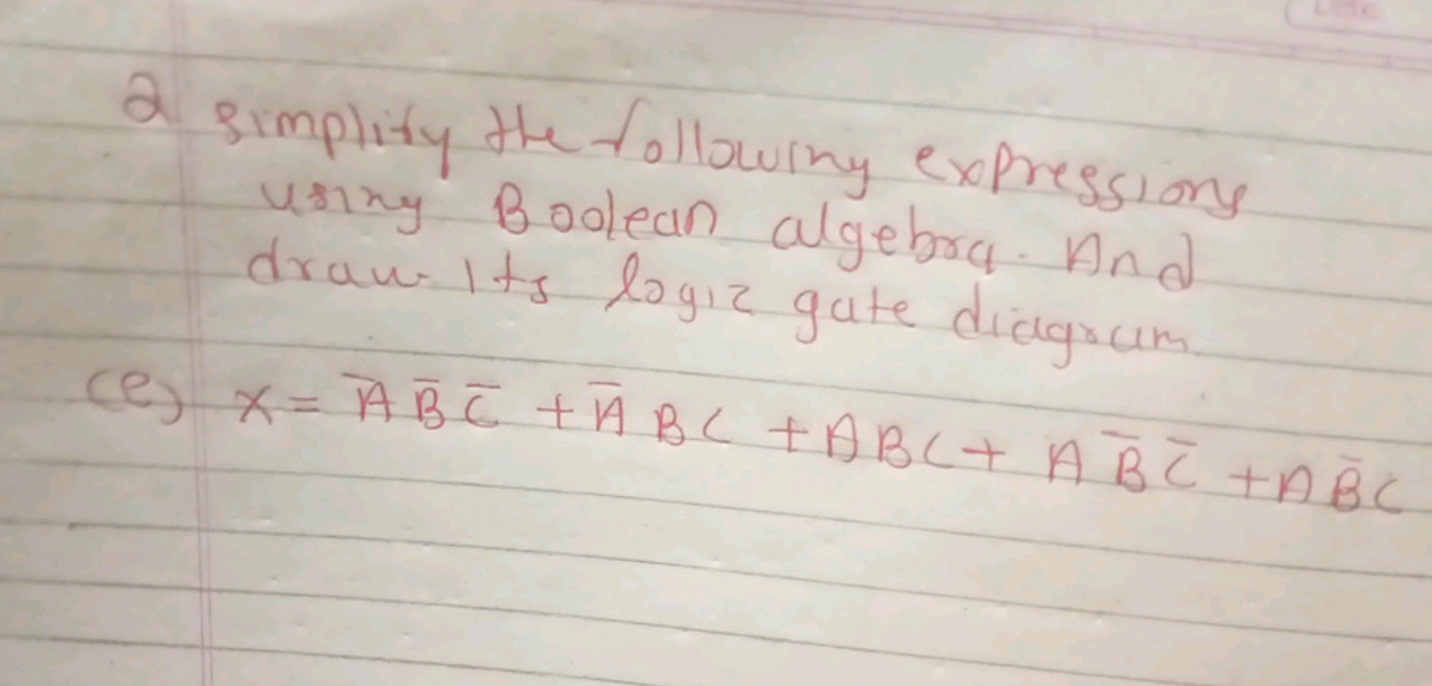 2 simplify the following expressions using Boolean algebra. And drauit