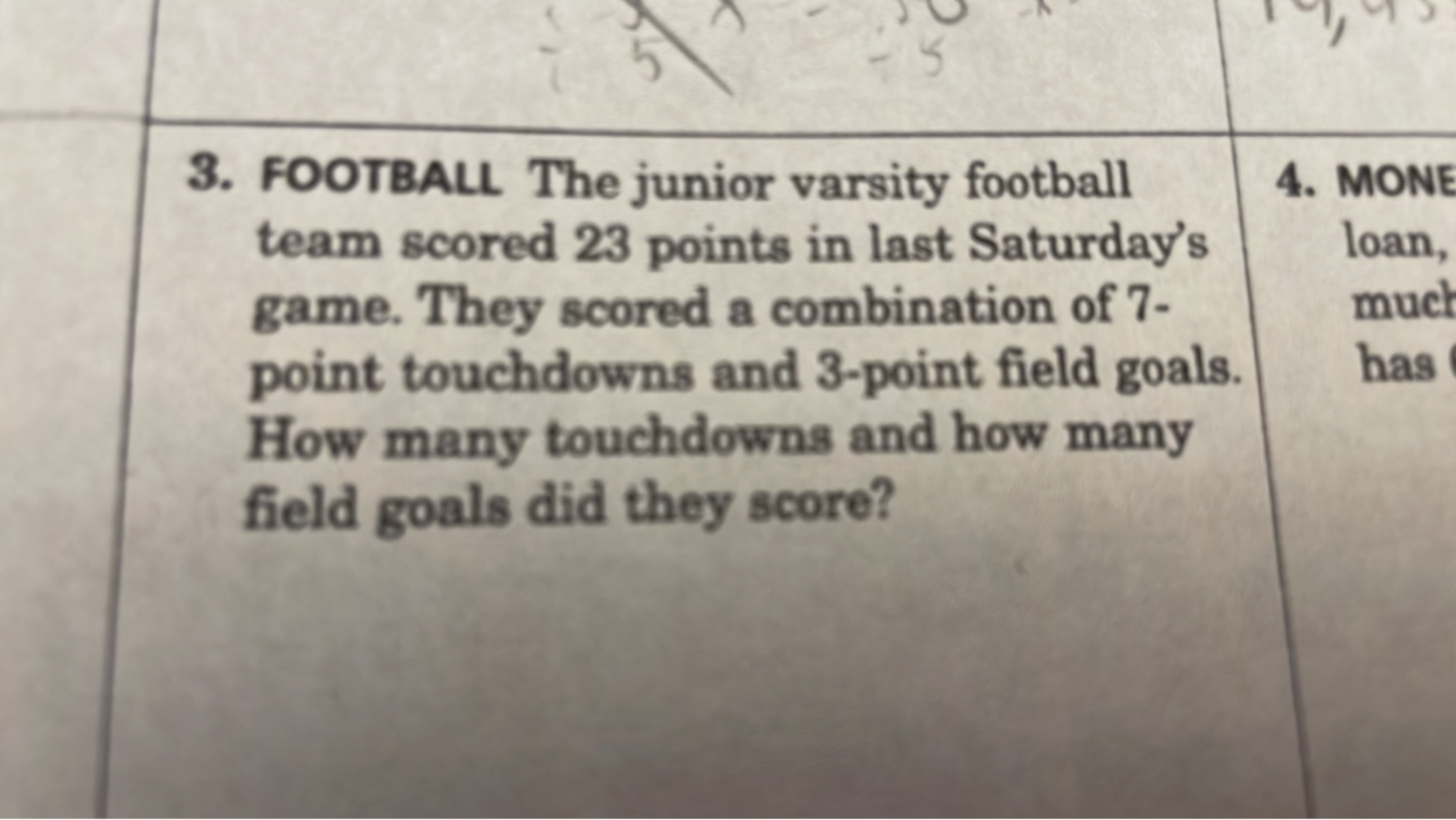 3. FOOTBALL The junior varsity football team scored 23 points in last 