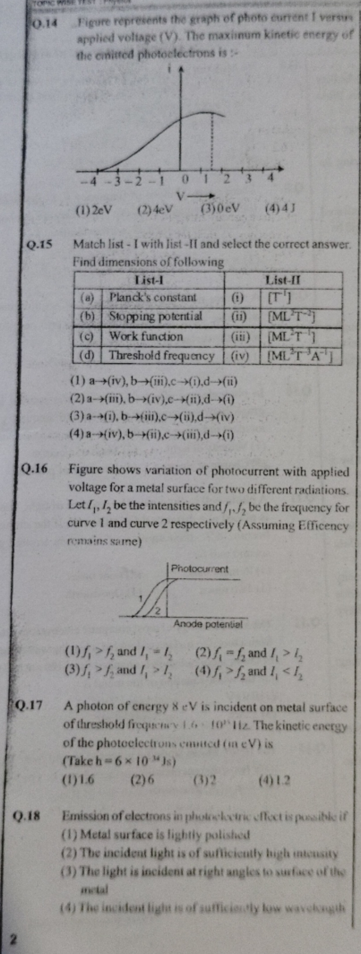 0.14
Figure represents the graph of photo curtent I versu amplied velt