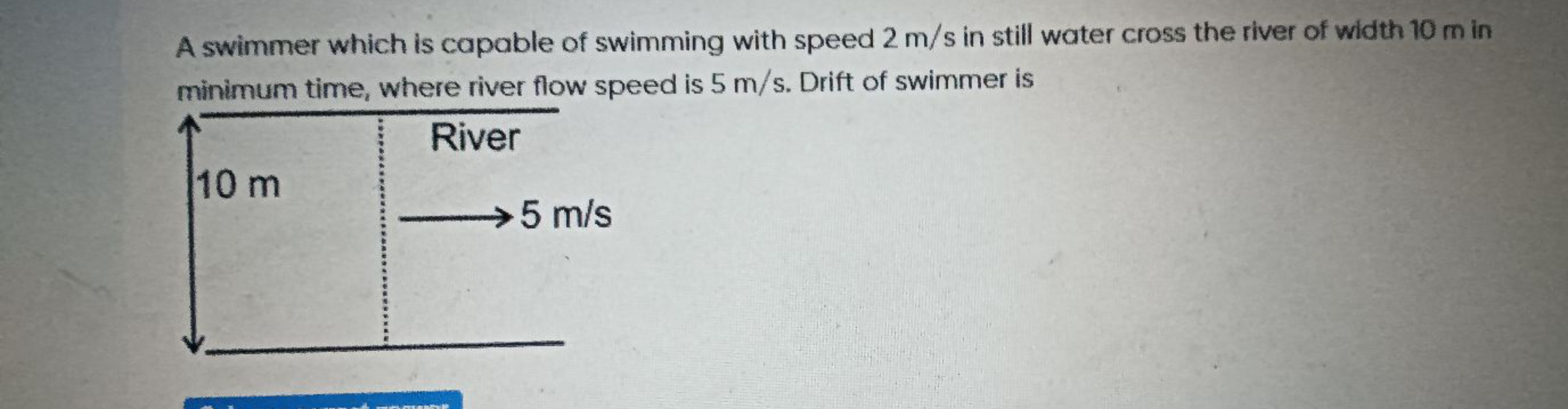 A swimmer which is capable of swimming with speed 2 m/s in still water