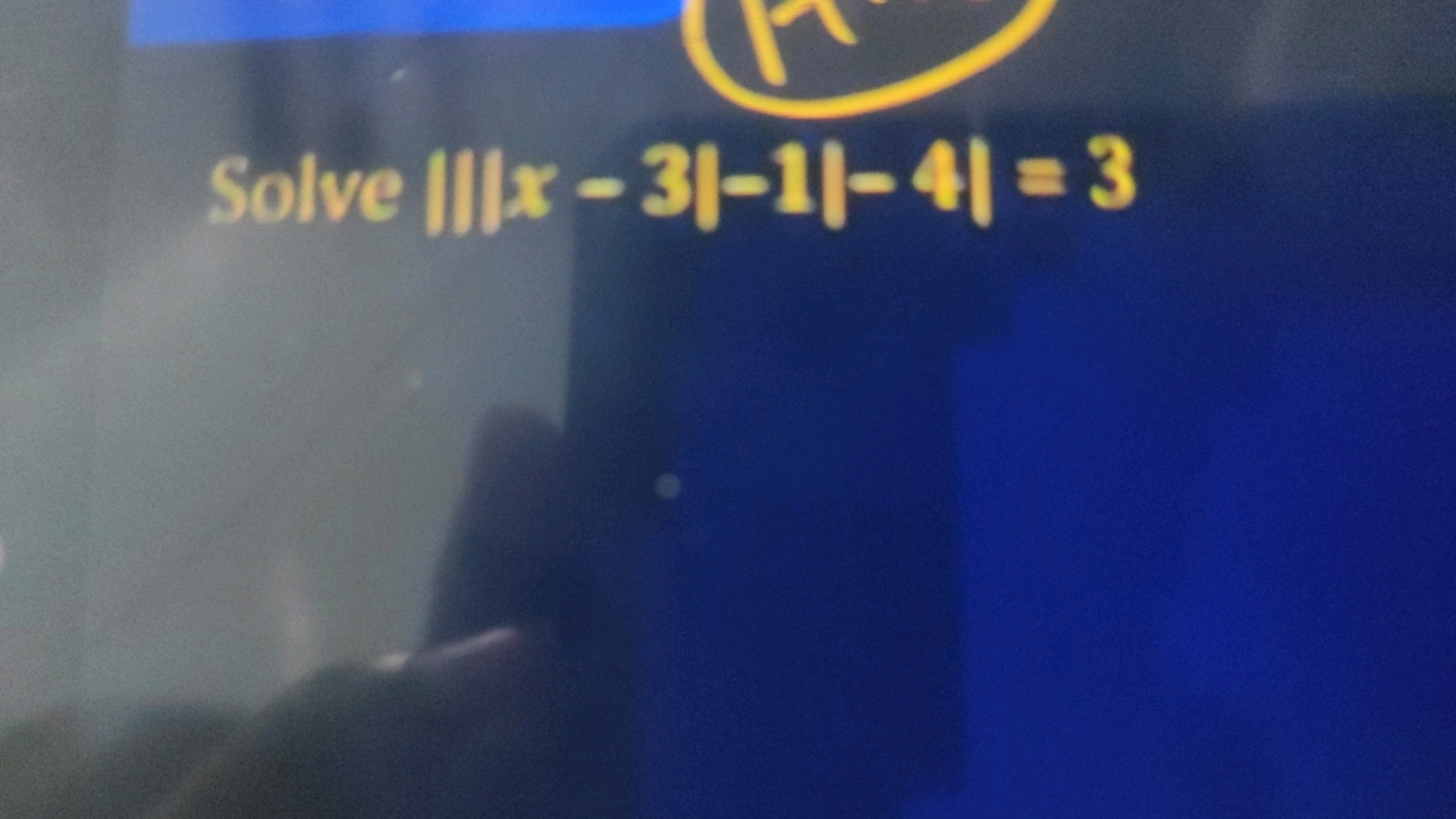 Solve ∣∣∣x−3∣−1∣−4∣=3