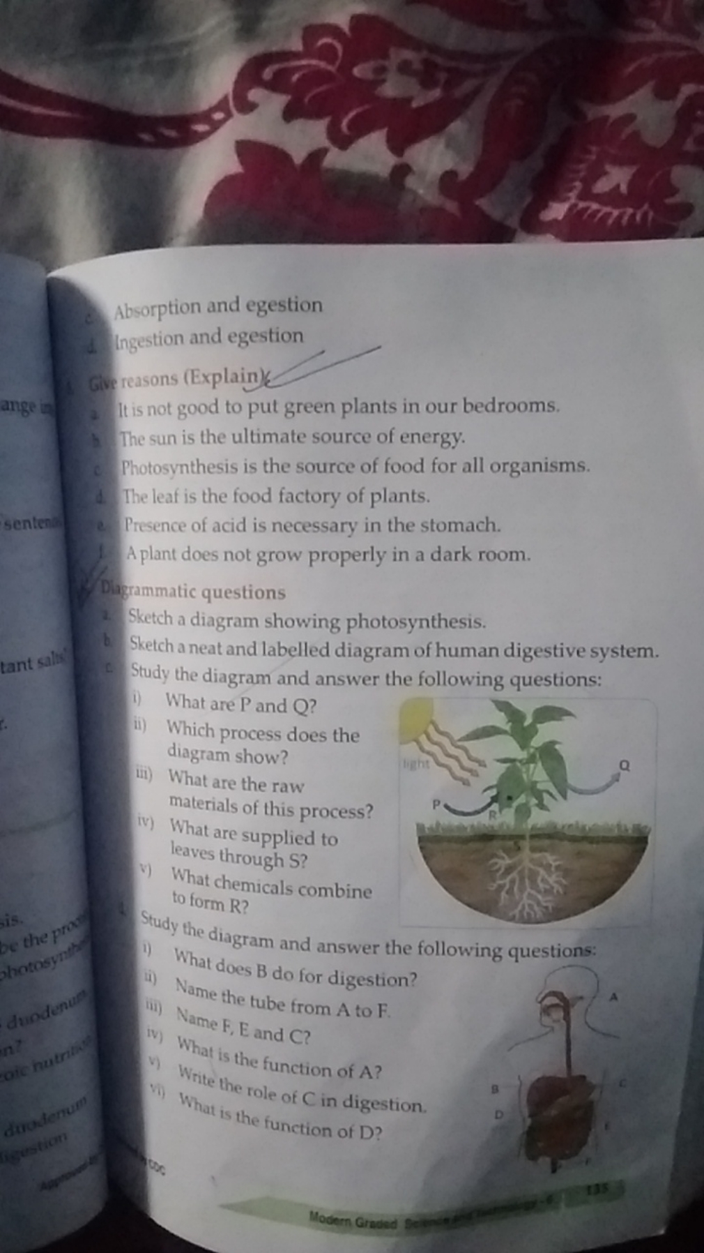 c. Absorption and egestion
d. Ingestion and egestion

Give reasons (Ex