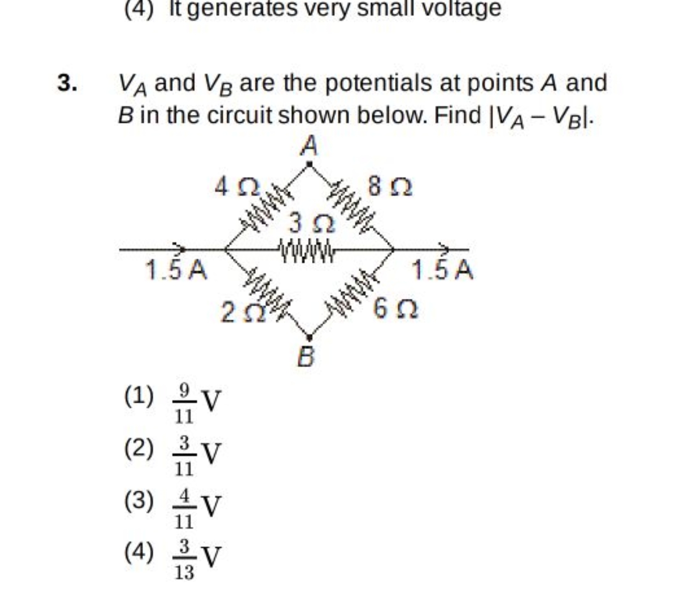 3. VA​ and VB​ are the potentials at points A and B in the circuit sho