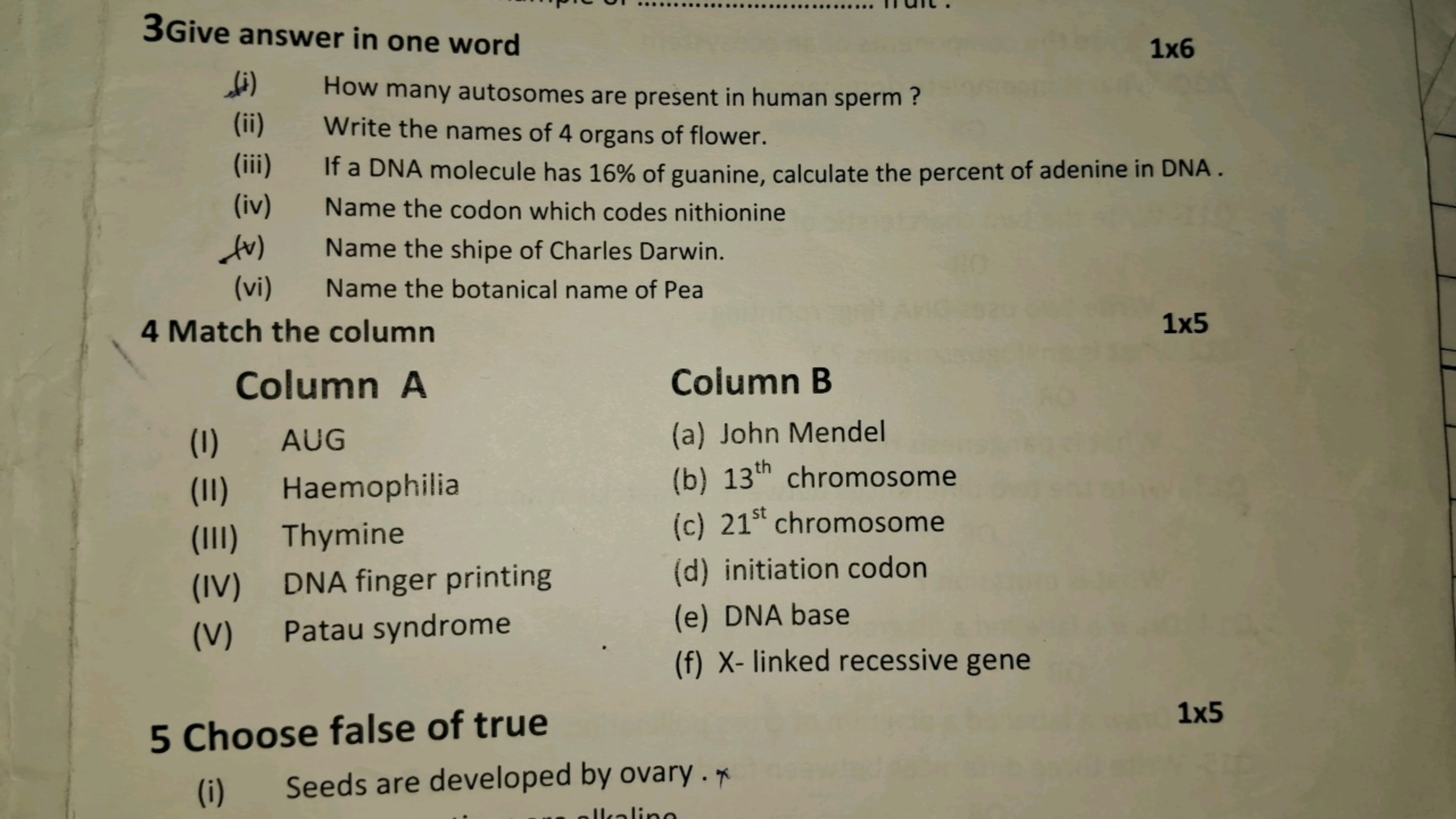 3Give answer in one word
(i)
How many autosomes are present in human s