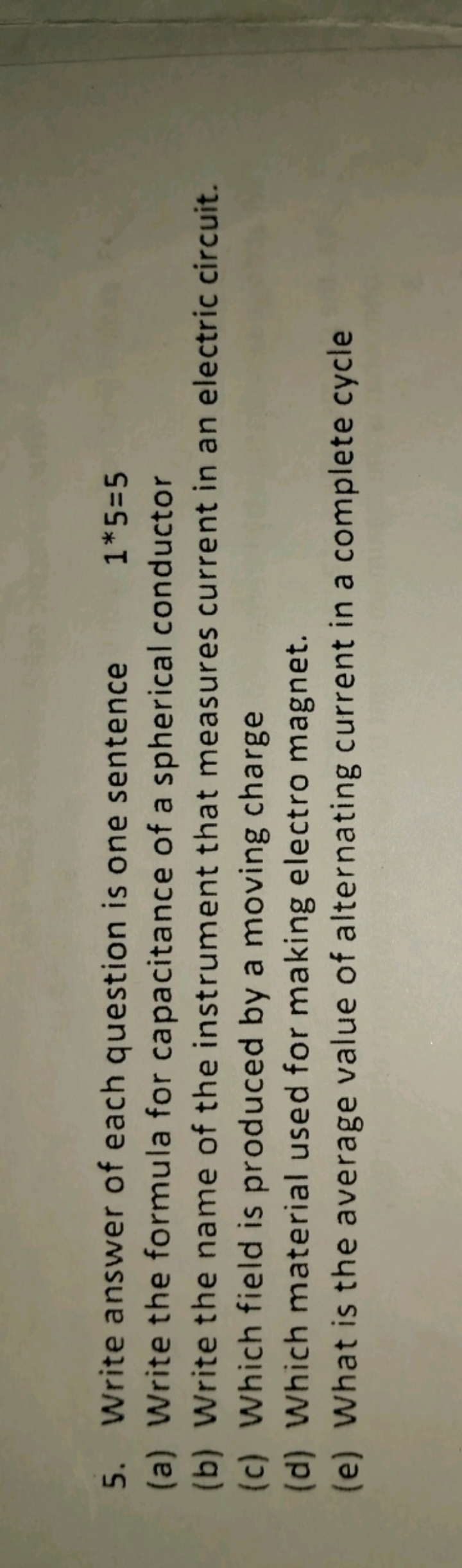 5. Write answer of each question is one sentence 1∗5=5
(a) Write the f