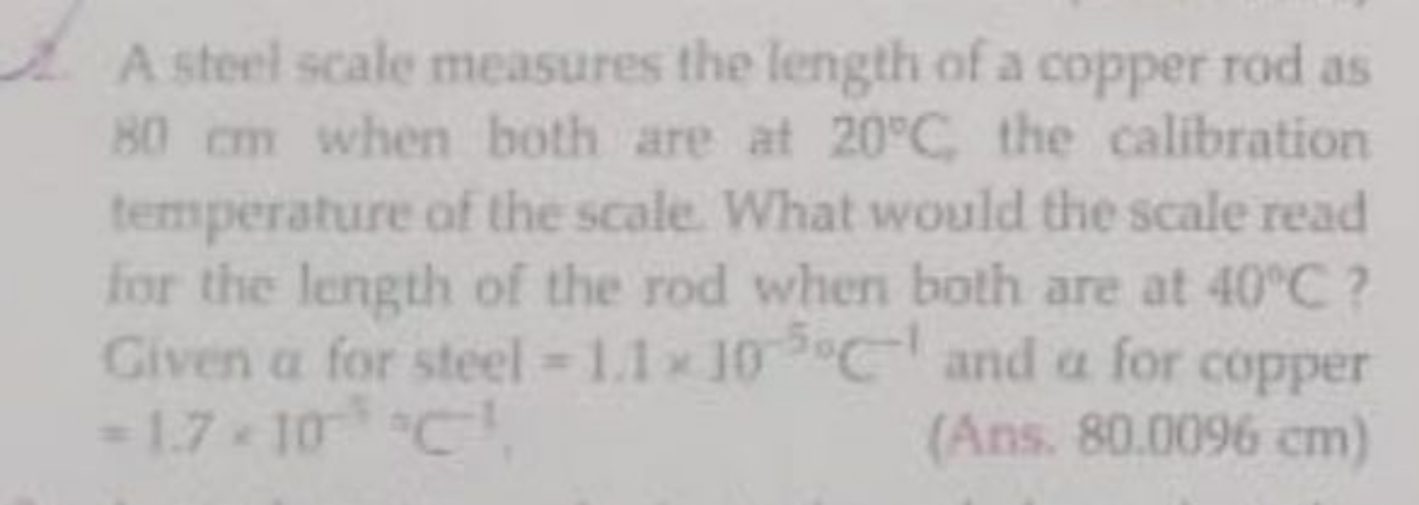 2. A sted scale measures the length of a copper rod as on ati when bot