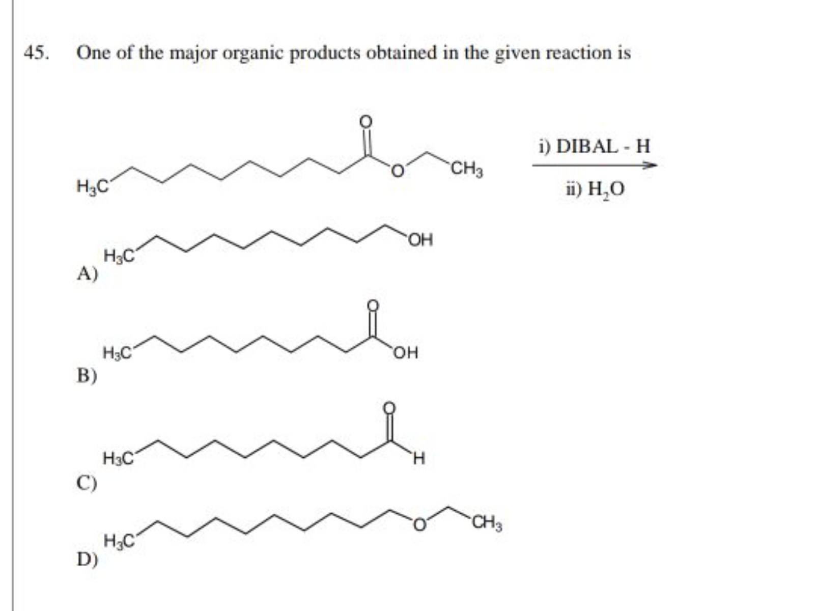 45. One of the major organic products obtained in the given reaction i