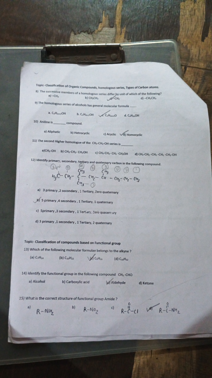 Topic-Classification of Organic Compounds, homologous series, Types of