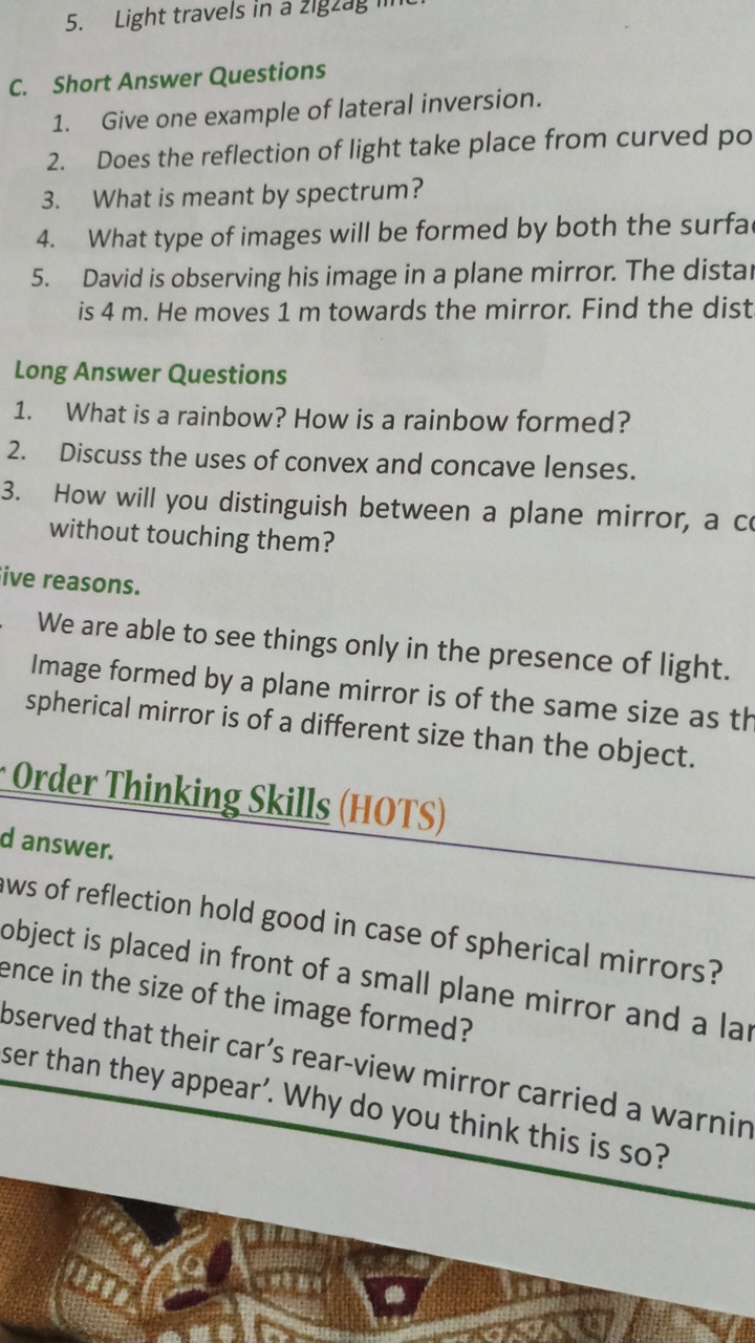 C. Short Answer Questions
1. Give one example of lateral inversion.
2.