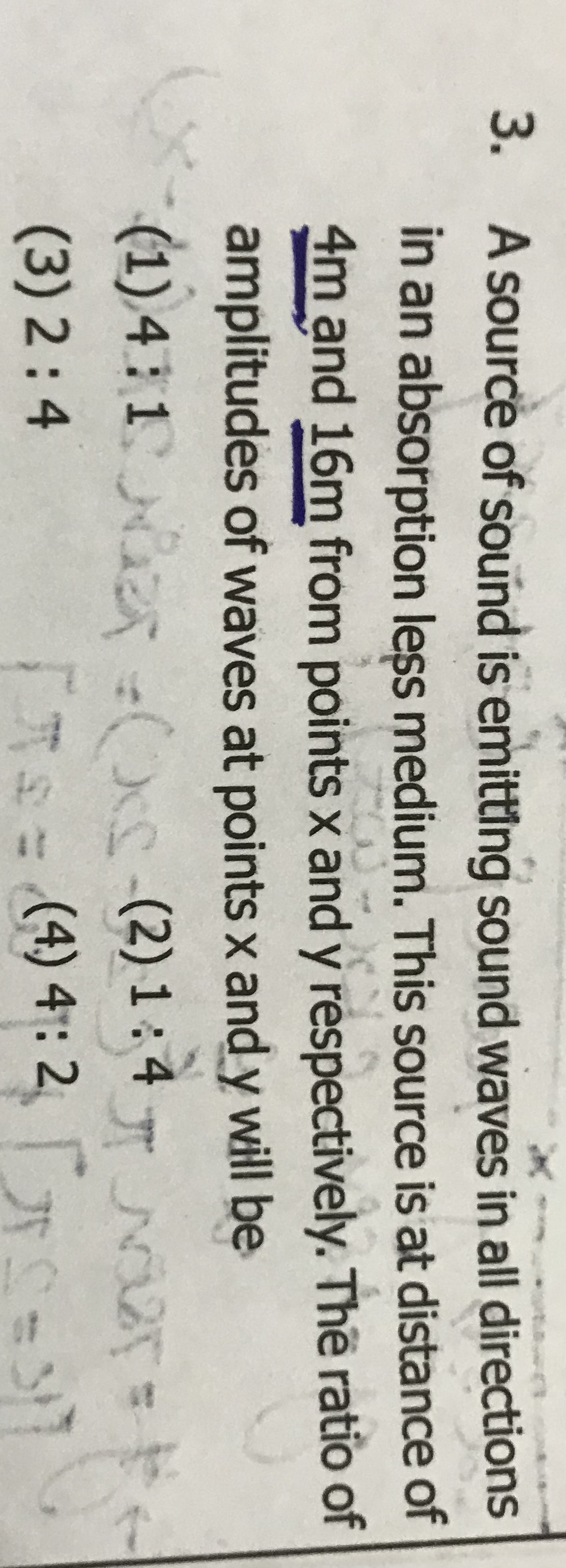 3. A source of sound is emitting sound waves in all directions in an a