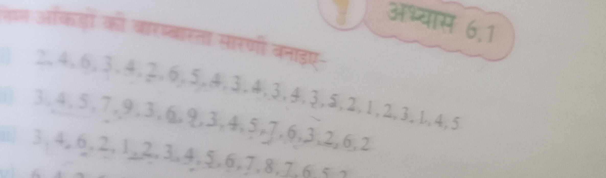 अभ्यास 6.1
ज्वारता यारणी बनाइए-
, 5,4,3,3,4,3,5,2,1,2,3,1,4,5
3,4,6,2,