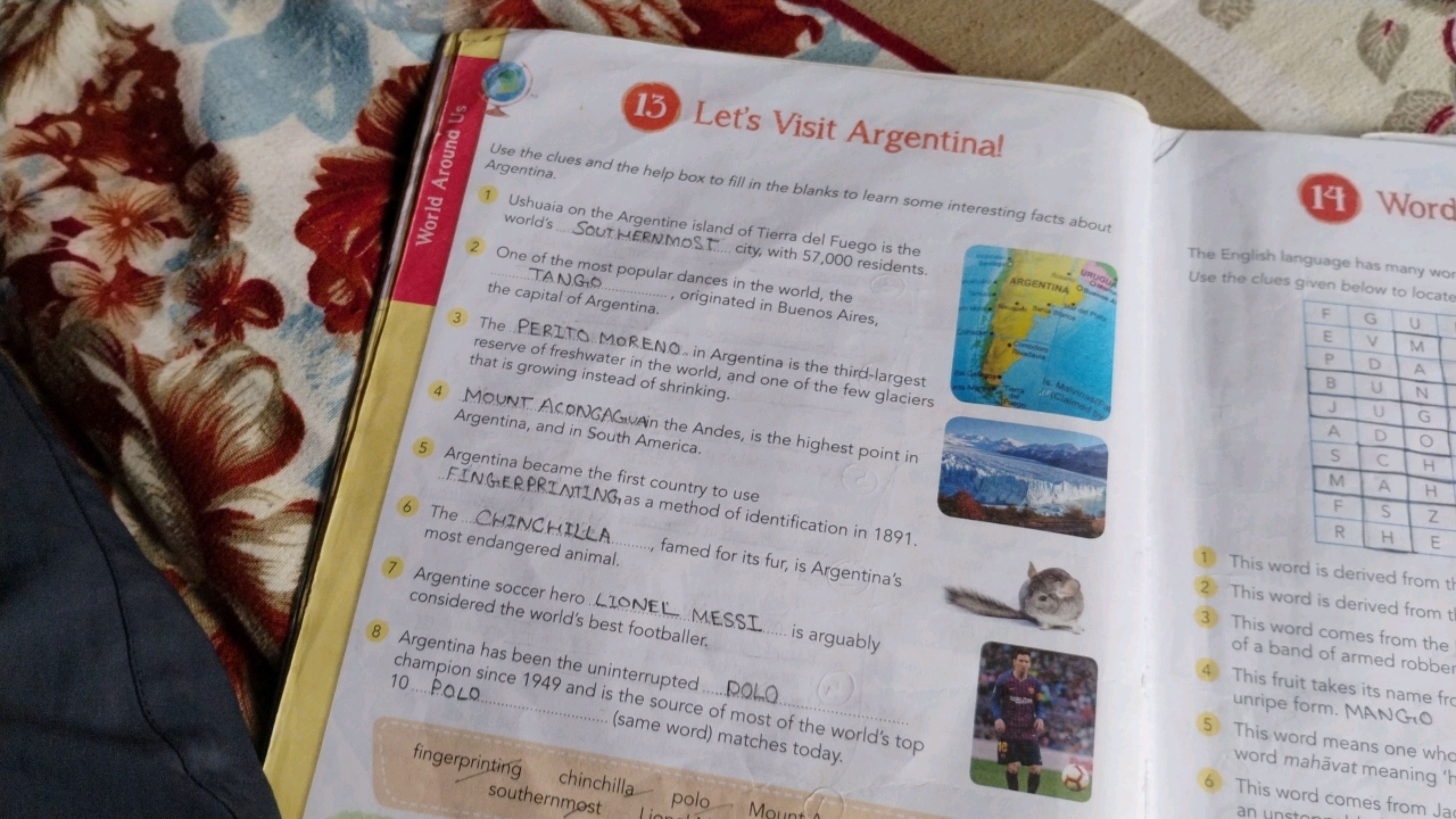 World Around Us
13 Let's Visit Argentina!
Use the clues and the help b