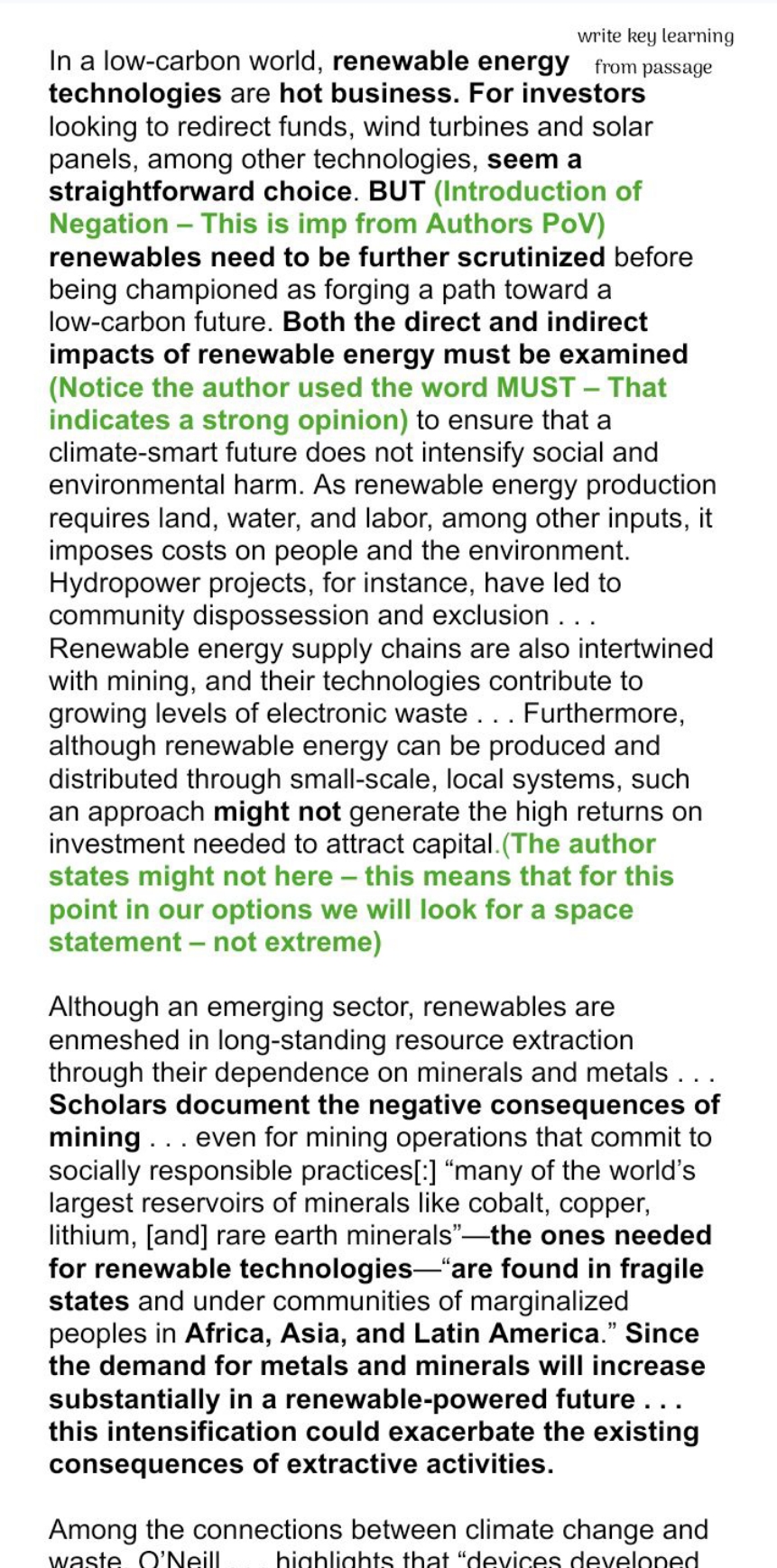 write key learning
In a low-carbon world, renewable energy from passag