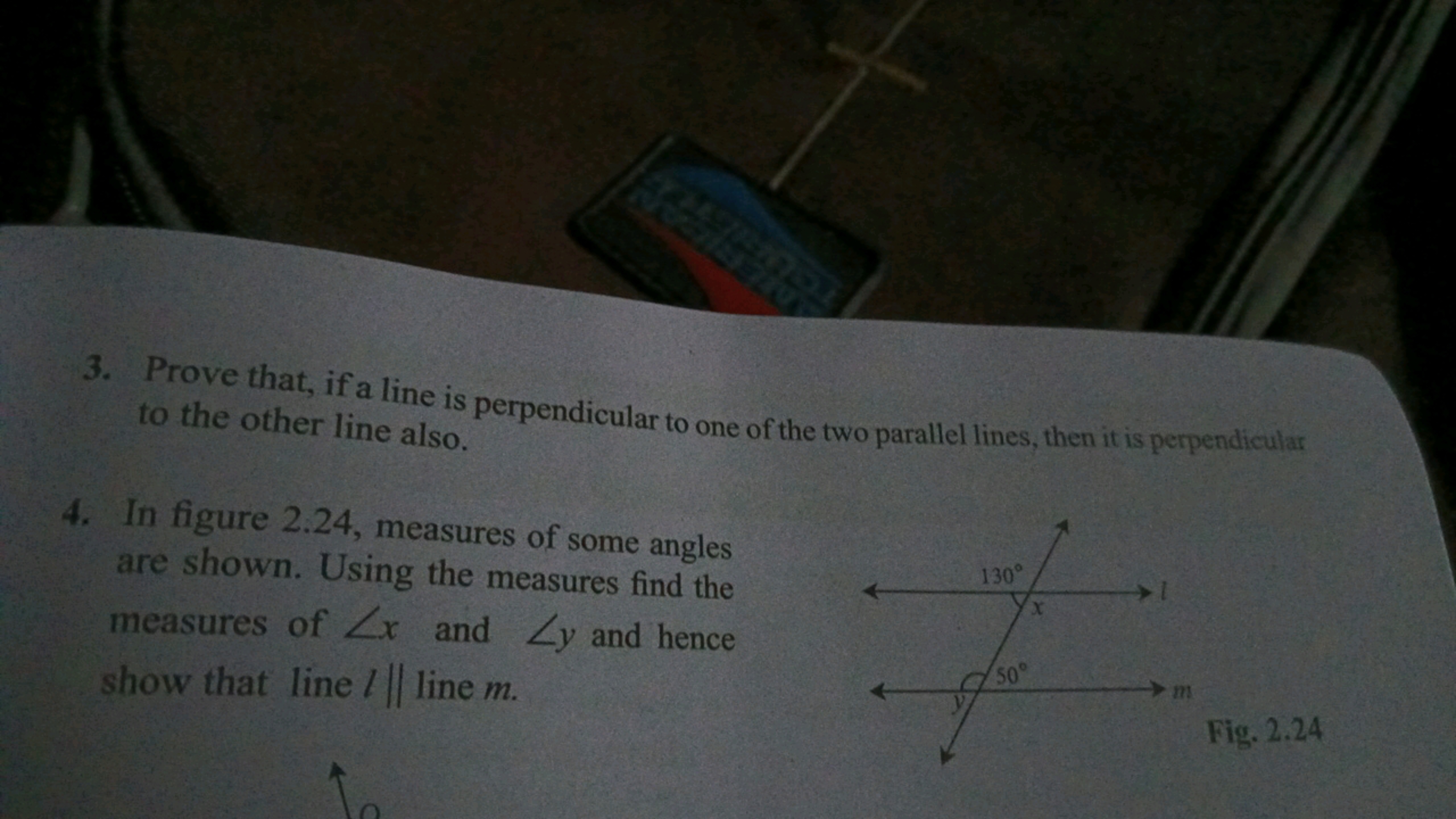 3. Prove that, if a line is perpendicular to one of the two parallel l