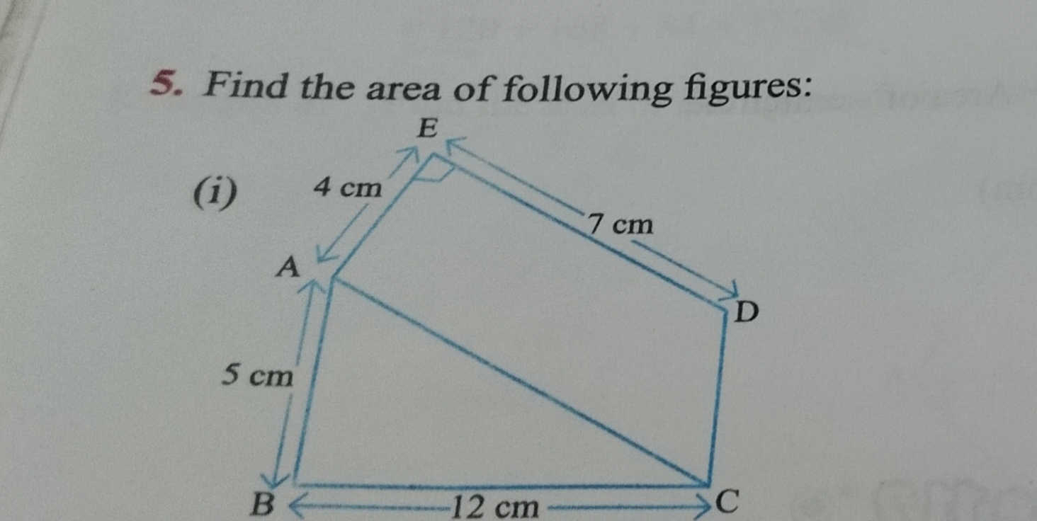 5. Find the area of following figures:
(i)